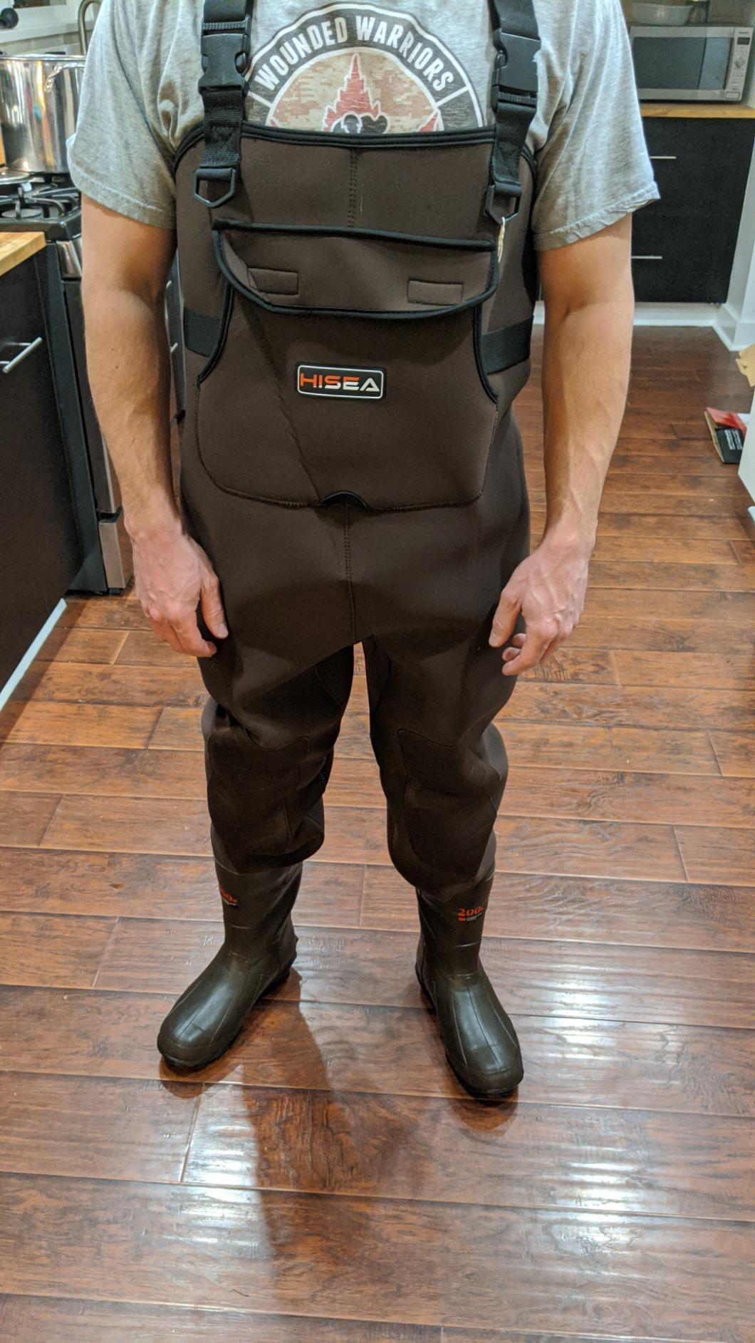 HISEA Chest Waders for Men, Waterproof 4.5mm Neoprene Fishing & Hunting Wader with Boots, Mens Womens Bootfoot Waders Customer Review HISEA Chest Waders for Men, Waterproof 4.5mm Neoprene Fishing & Hunting Wader with Boots, Mens Womens Bootfoot Waders - Customer Photo 1