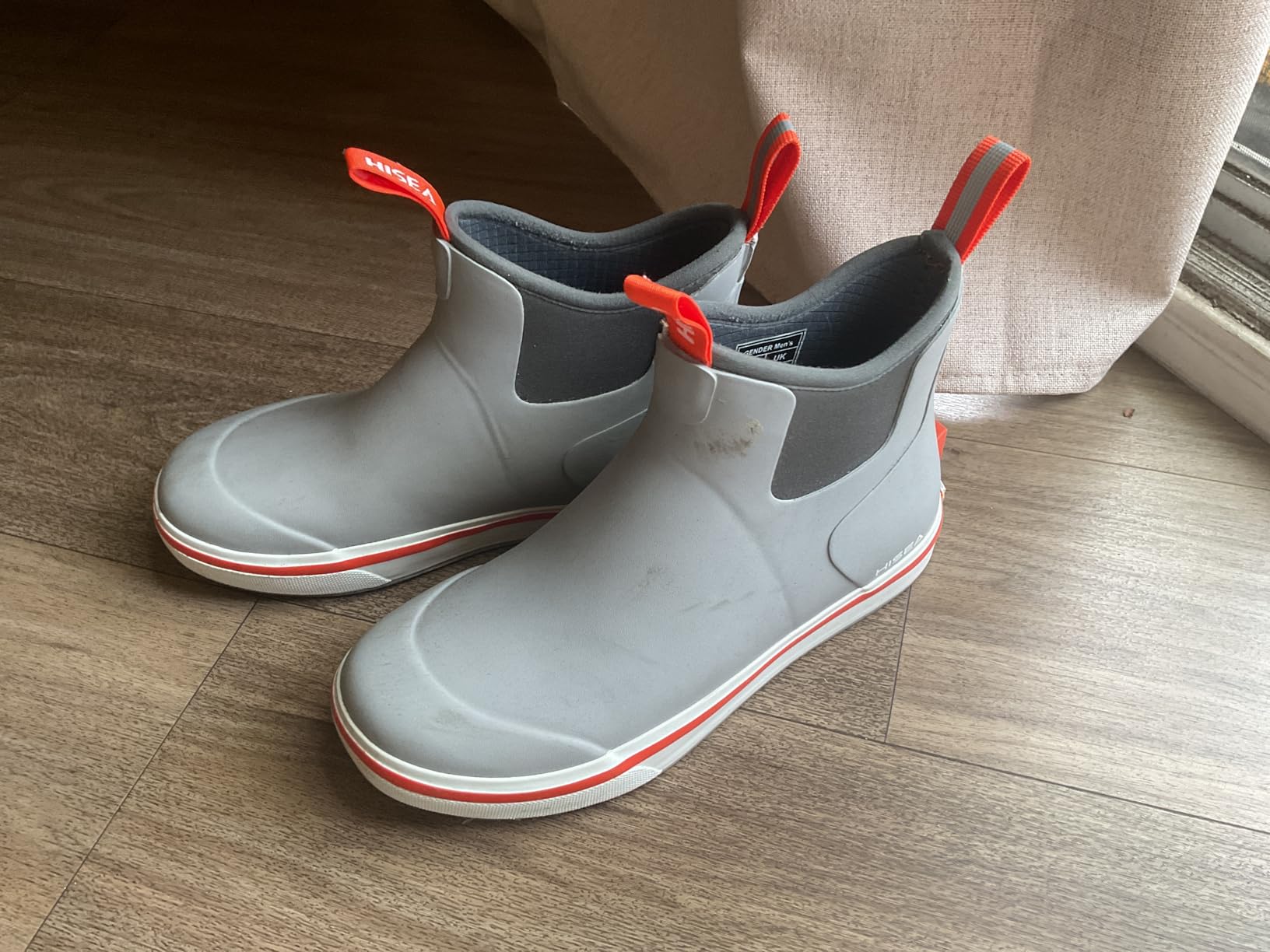 HISEA Men's Deck Rain Boots Saltwater Fishing Booties Waterproof Ankle Rain Boots with High Traction Customer Review HISEA Men's Deck Rain Boots Saltwater Fishing Booties Waterproof Ankle Rain Boots with High Traction - Customer Photo 1