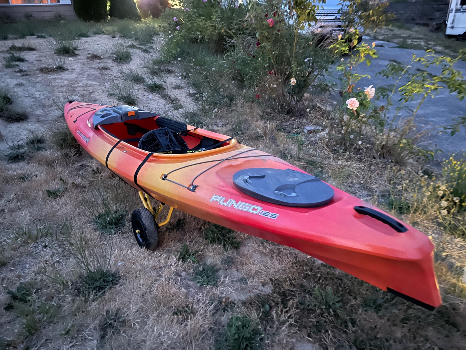 Suspenz Kayak Canoe Transport Trailer, DLX Kayak Cart, Trolley with Airless Wheels and Straps, Weight Capacity 150 lbs, Yellow (22-0044) customer photo 1