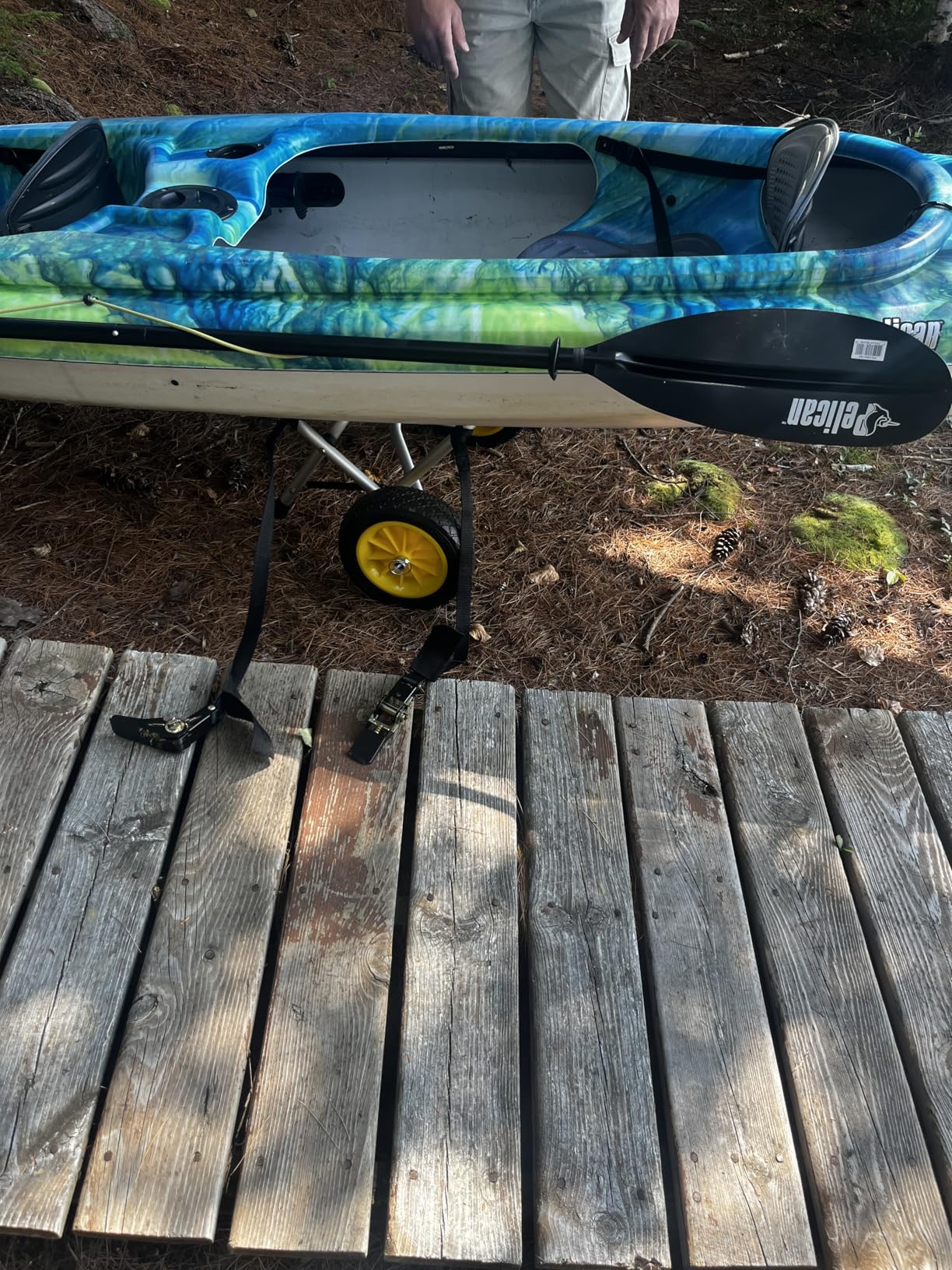 Bonnlo Kayak Cart Canoe Dolly Fishing Kayak Accessories Carrier Foldable Paddle Board Trolley Boat Trailer Transport with NO-Flat Airless Tires Wheels and 2 Ratchet Straps customer photo 2