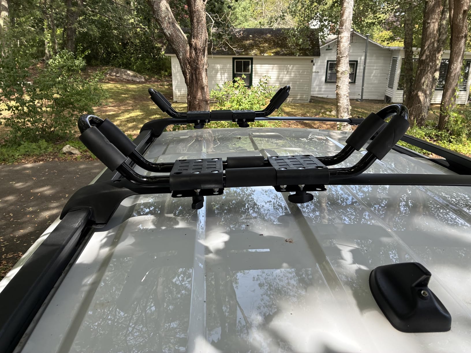 2 Pairs Heavy Duty Kayak Rack-Includes 4 Pcs Ratchet Tie-Mount on Car Roof Top Crossbar-Easy to Carry Kayak Canoe Boat Surf Ski (J-Bar Rack) customer photo 2