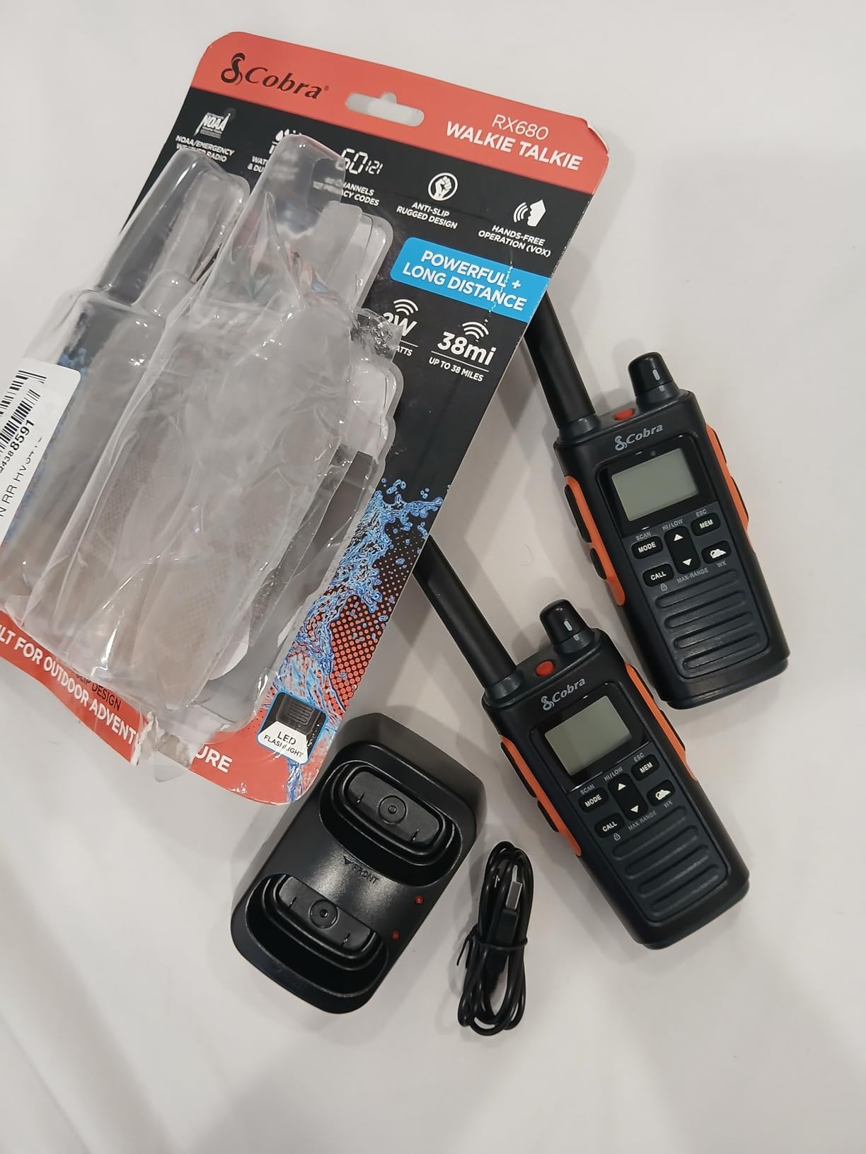 Cobra RX680 Walkie Talkies (2-Pack) - Rugged & Splashproof Two Way Radios Long Range, IP54 Water Resistant Design, 60 Pre-Programmed Channels, Weather Alerts, Included Charging Dock (Black/Orange) - Customer Photo 3
