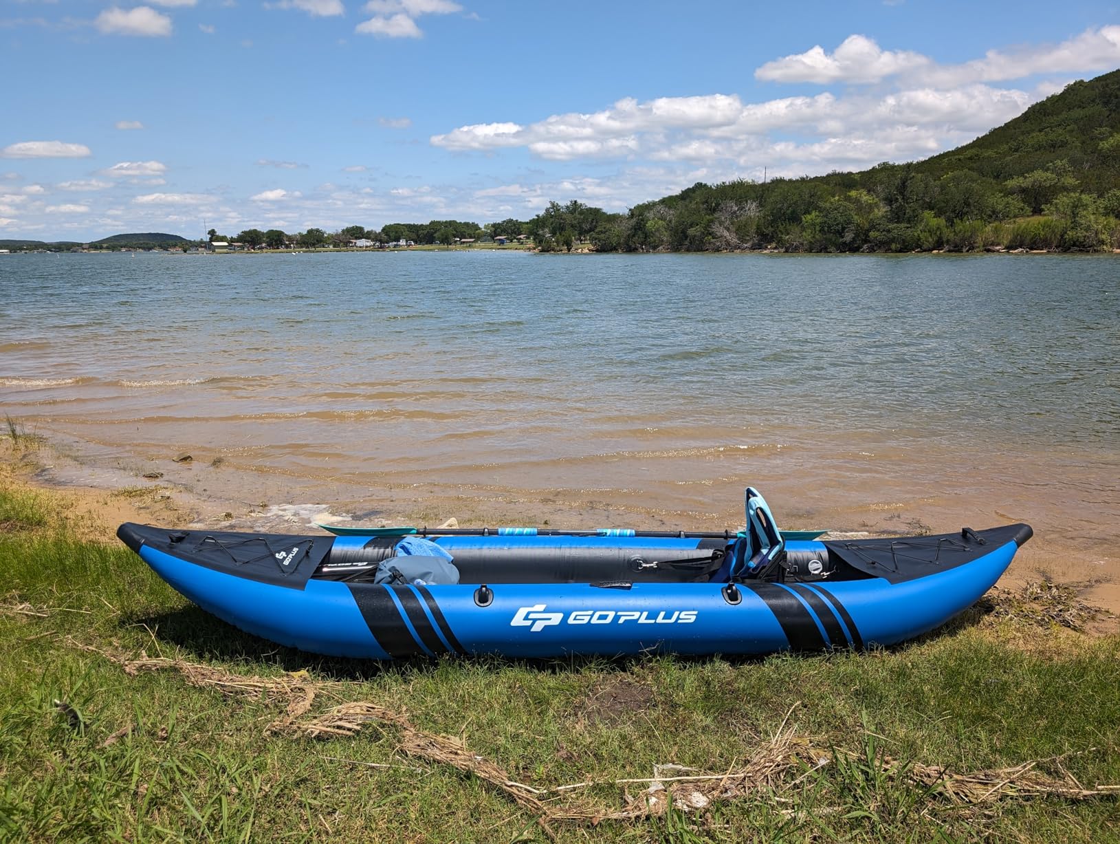 Goplus Inflatable Kayak, 2-Person Kayak Set for Adults with 507 LBS Weight Capacity, 2 Aluminium Oars, EVA Padded Seat, 2 Fins, Hand Pump, Carry Bag, Repair Kit, Portable Touring Kayaks - Customer Photo 1