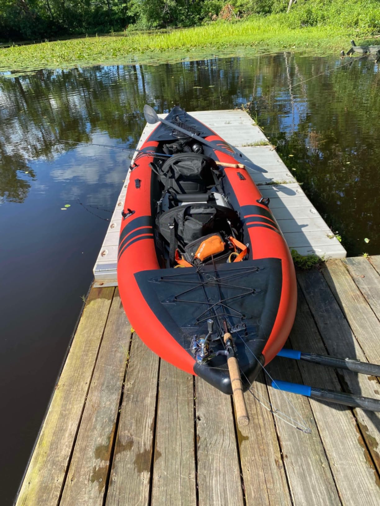 Goplus Inflatable Kayak, 2-Person Kayak Set for Adults with 507 LBS Weight Capacity, 2 Aluminium Oars, EVA Padded Seat, 2 Fins, Hand Pump, Carry Bag, Repair Kit, Portable Touring Kayaks - Customer Photo 2