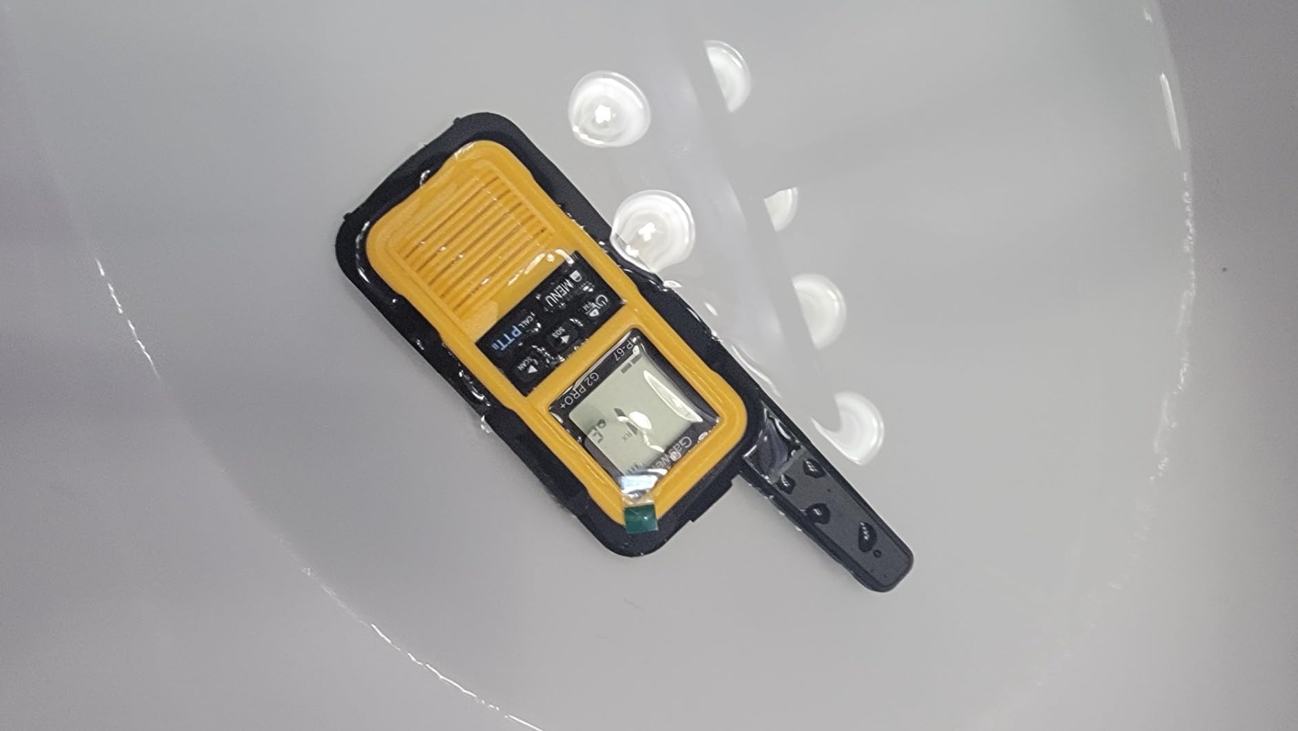 G2pro+ IP67 Waterproof Floating Heavy Duty Walkie Talkies Long Range for Adults FRS Double PTT，FM radio,SOS,NOAA weather Rechargeable Two Way Radios 2 watts,VOX,Li-ion Battery (2 Pack - Yellow) - Customer Photo 3