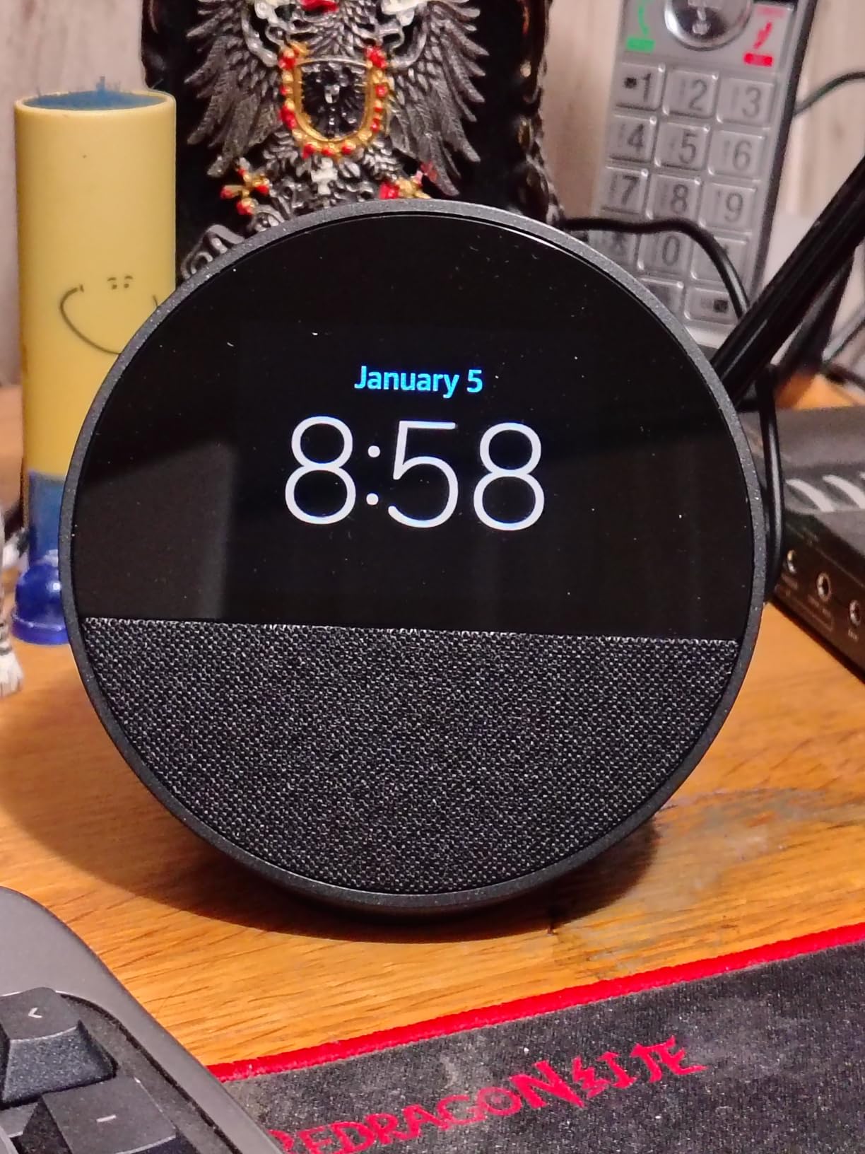 Echo Spot (newest model), Great for nightstands, offices and kitchens, Smart alarm clock, Designed for Alexa+, Black customer photo 1