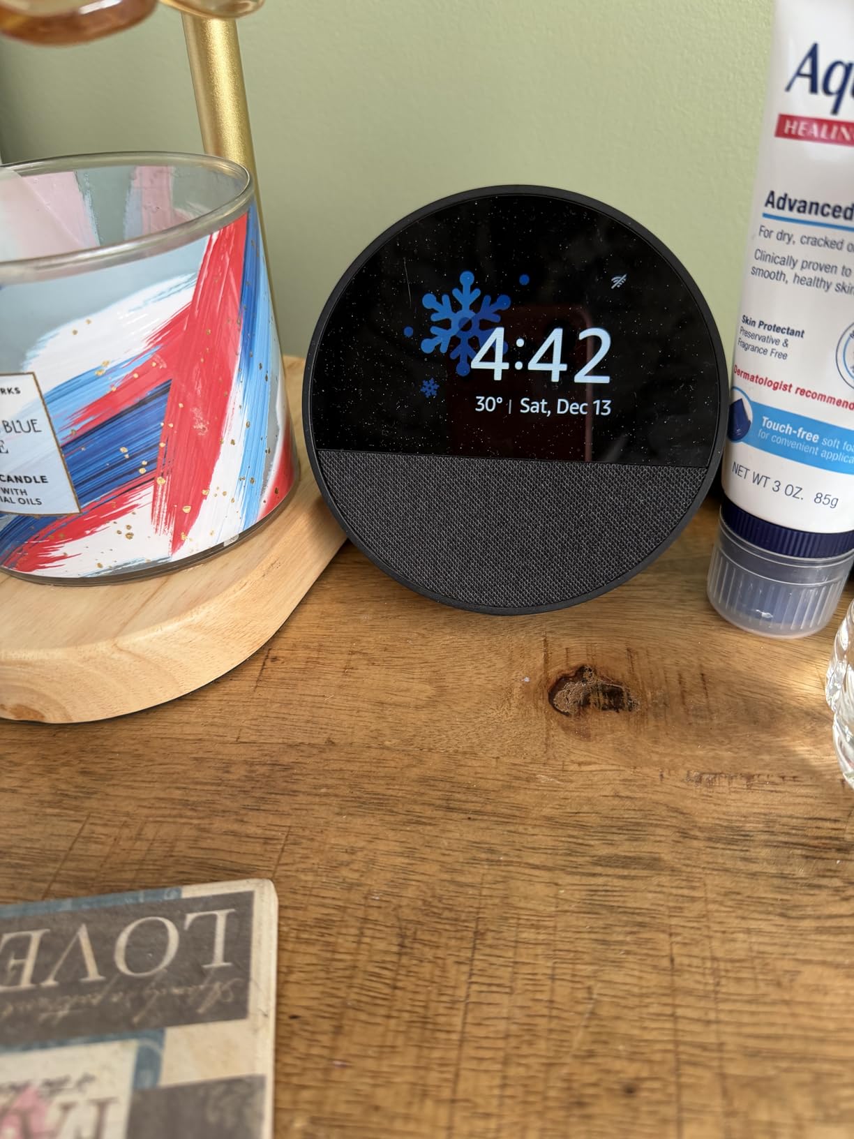 Like-New Amazon Echo Spot (newest model), Great for nightstands, offices and kitchens, Smart alarm clock, Designed for Alexa+, Black customer photo 1