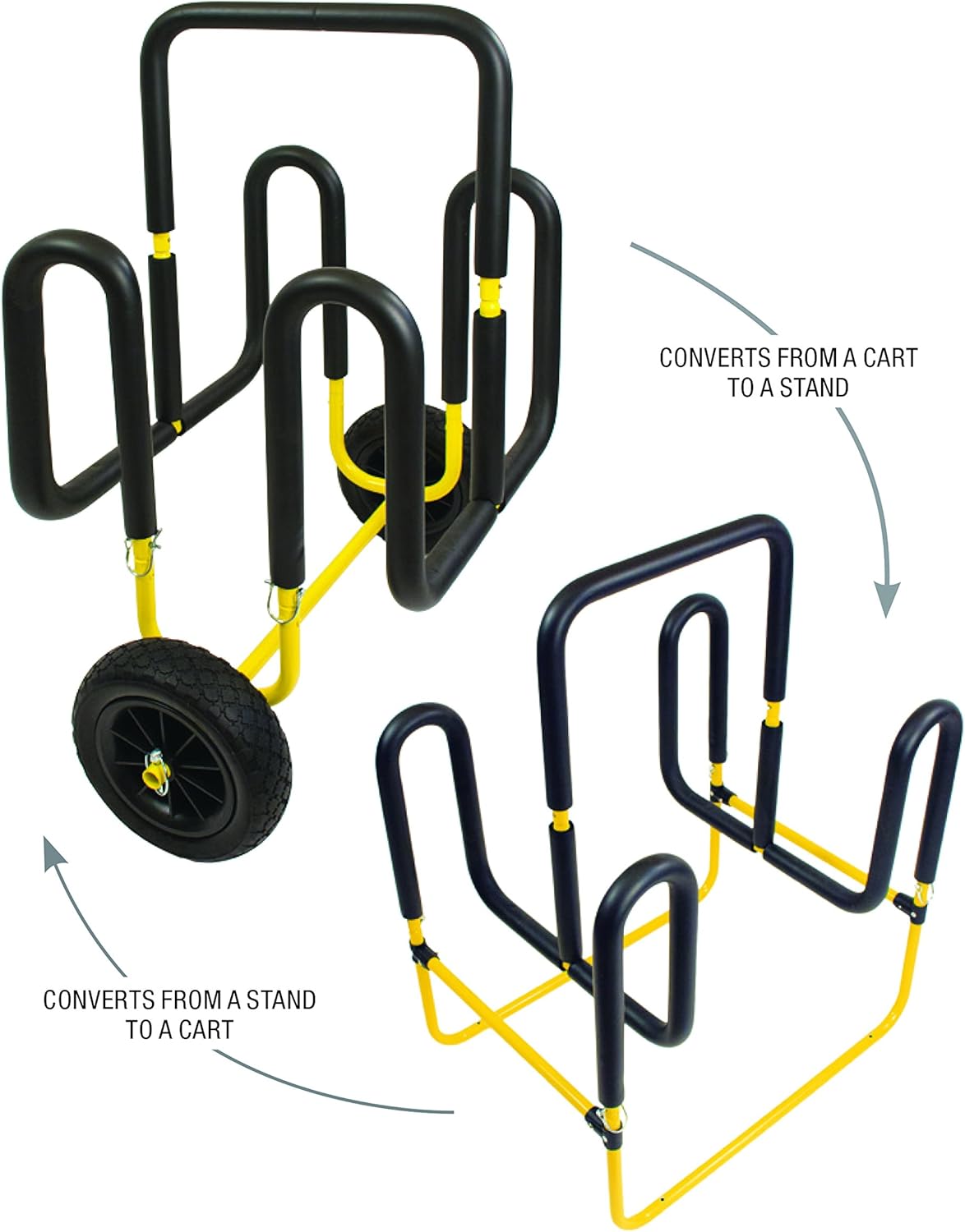 Suspenz Stand Up Paddle Board Surfboard Transport Cart & Stand, Double Trouble Carrier/Trolley Converts to a Stand for 2 SUPs & Surfboards, Yellow customer photo 2