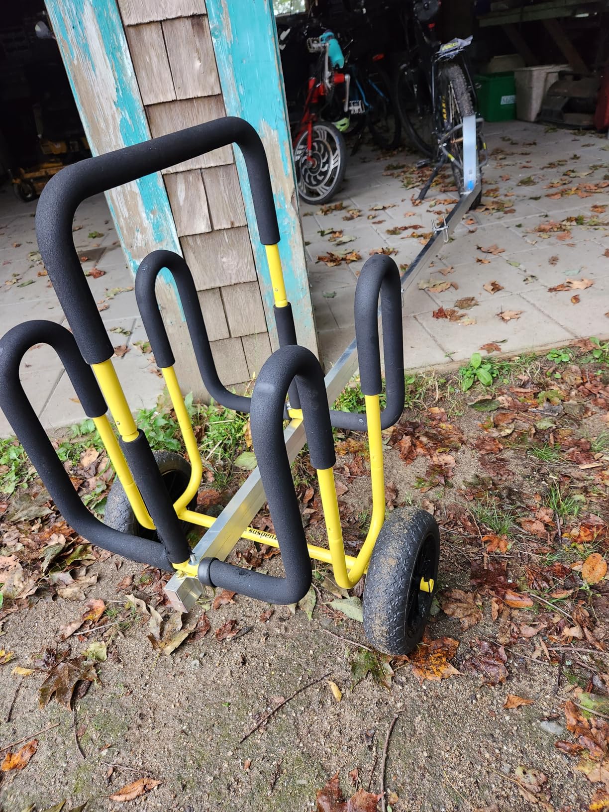 Suspenz Double SUP Transport Cart with Airless Wheels, Carrier/Trolley for 2 Stand Up Paddle Boards & Surfboards, Yellow (22-9934) customer photo 2