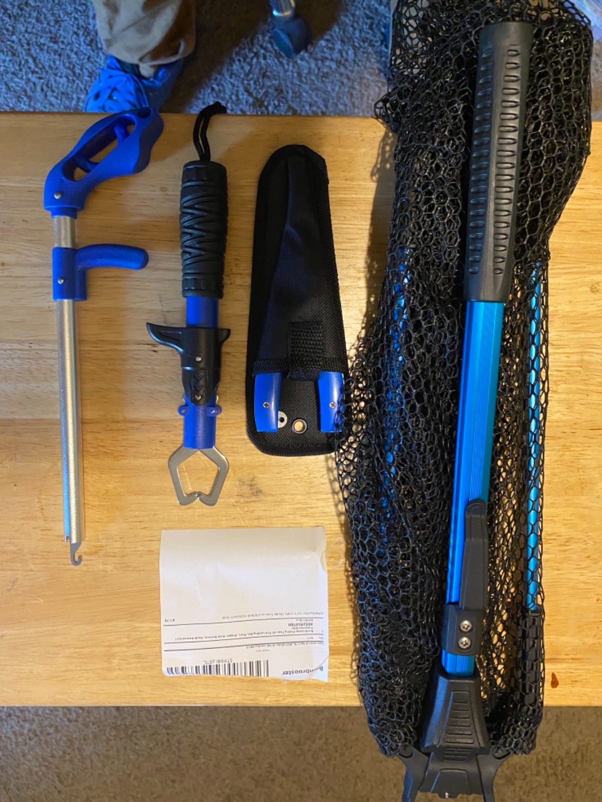 Kayak Landing Net, Foldable Landing Net Fishing Tool Kit 4PCS with Pliers Fish Gripper Hook Remover, Freshwater Saltwater customer photo 2