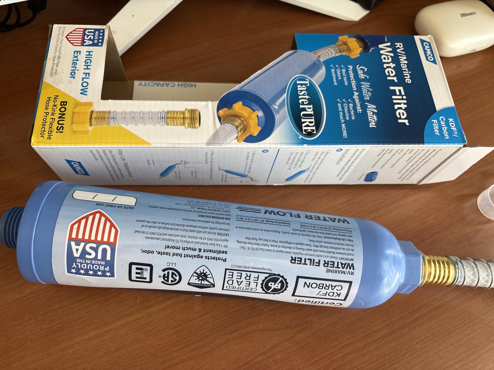 Camco Tastepure RV Water Filter - GAC & KDF Filtration - Made in the USA | Advanced RV Inline Water Filter with Flexible Hose Protector - Camping Essentials for Fresh Drinking Water (40043) customer photo 1