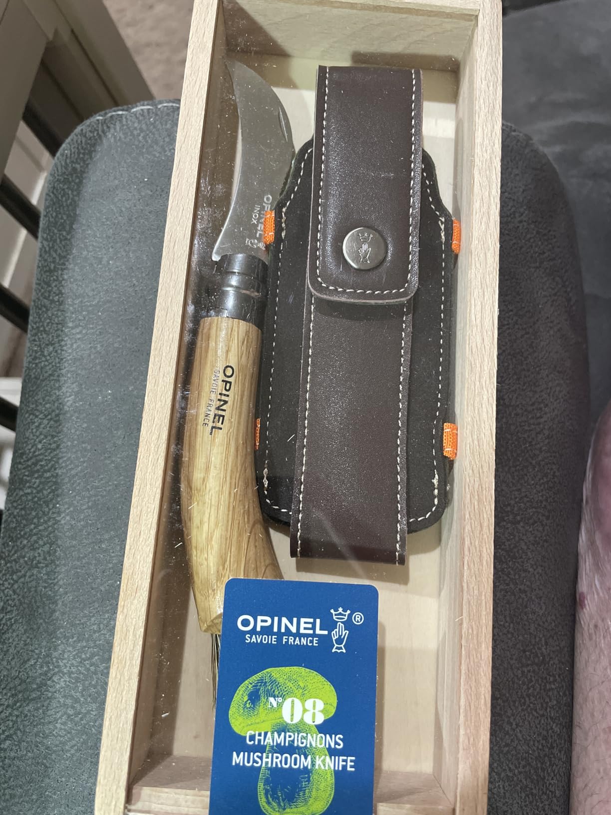 Opinel No. 08 Mushroom Knife Box Set, Oak Wood Handle, Synthetic Sheath customer photo 1