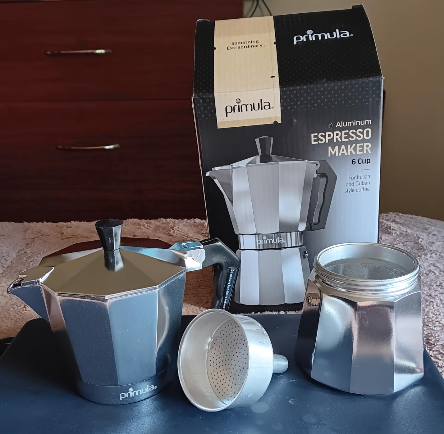 Primula Classic Stovetop Espresso and Coffee Maker, Moka Pot for Italian and Cuban Café Brewing, Greca Coffee Maker, Cafeteras, 6 Espresso Cups, Silver customer photo 1