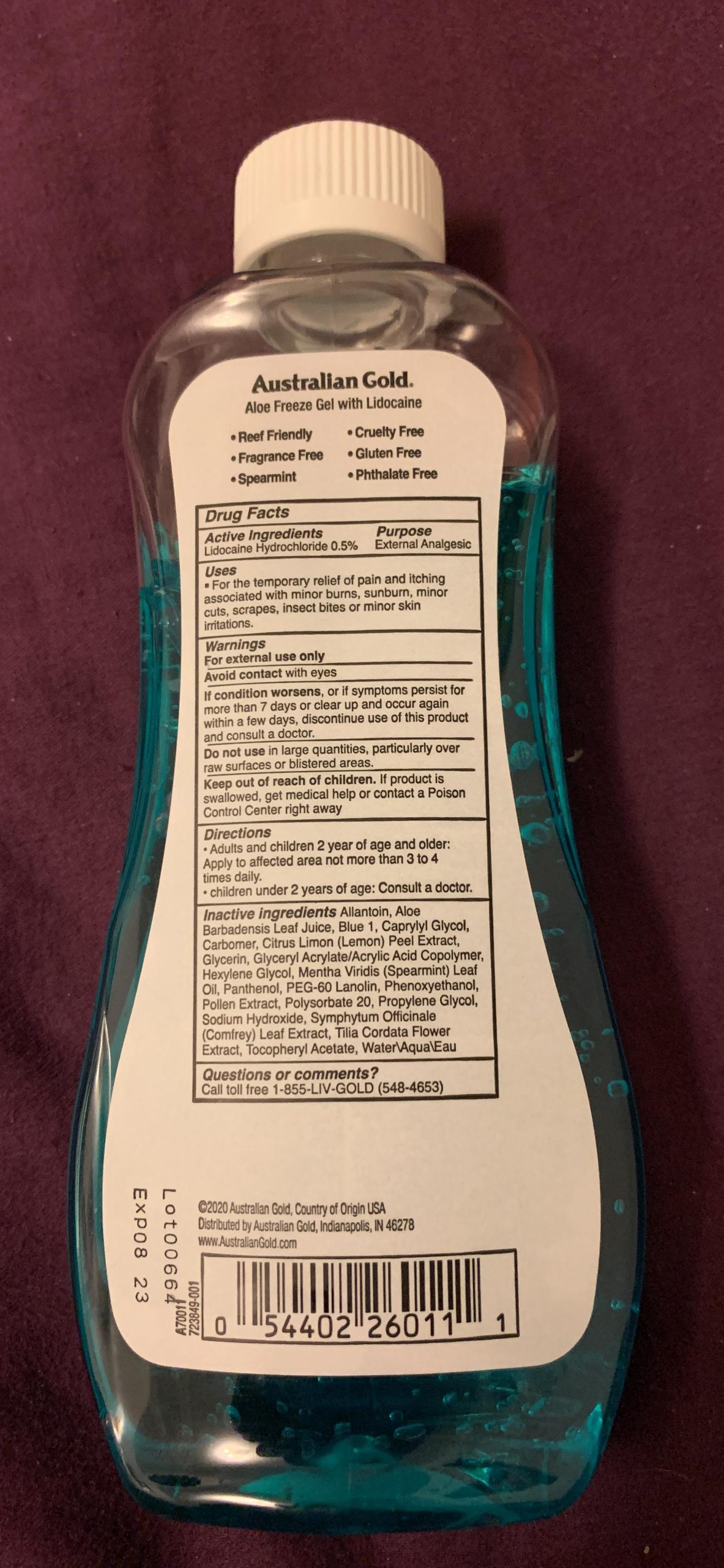 Australian Gold Freeze Gel Lidocaine, After Sun Gel, 8 fl oz customer photo 2