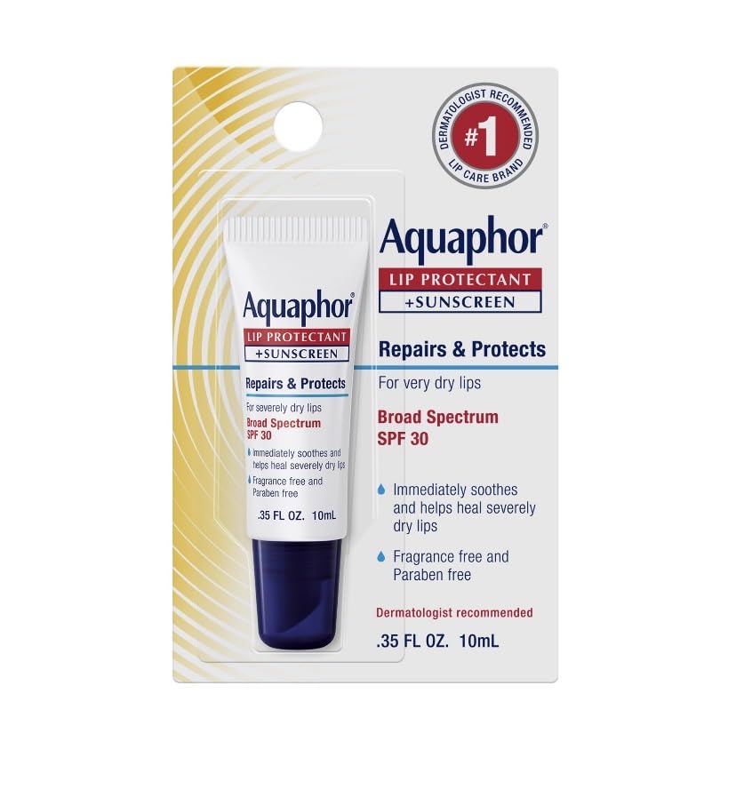 Aquaphor Lip Protectant and Sunscreen Ointment, SPF 30, 0.35 FL OZ | Lip Sunscreen Ointment with Shea Butter Repairs and Protects Dry Lips, Fragrance and Paraben Free customer photo 1
