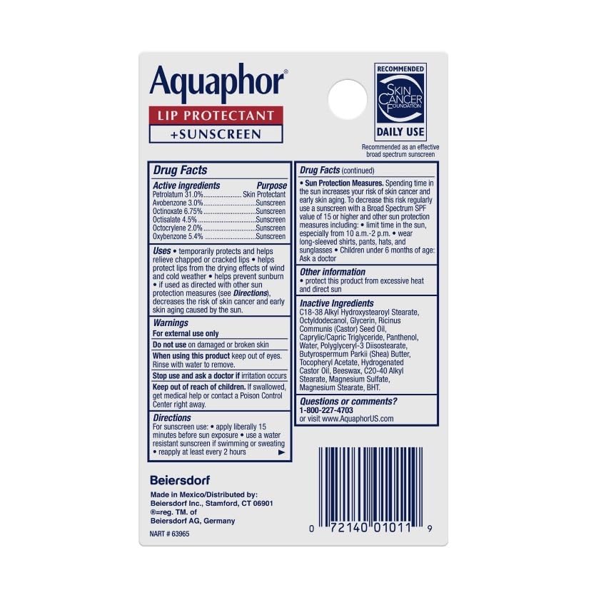 Aquaphor Lip Protectant and Sunscreen Ointment, SPF 30, 0.35 FL OZ | Lip Sunscreen Ointment with Shea Butter Repairs and Protects Dry Lips, Fragrance and Paraben Free customer photo 2