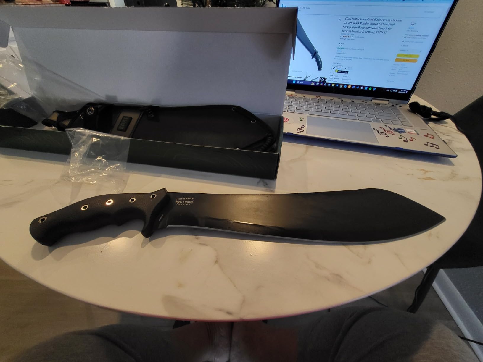 CRKT Halfachance Fixed Blade Parang Machete: 18 Inch Black Powder Coated Carbon Steel Parang Style Blade with Nylon Sheath for Survival, Hunting & Camping K920KKP customer photo 1