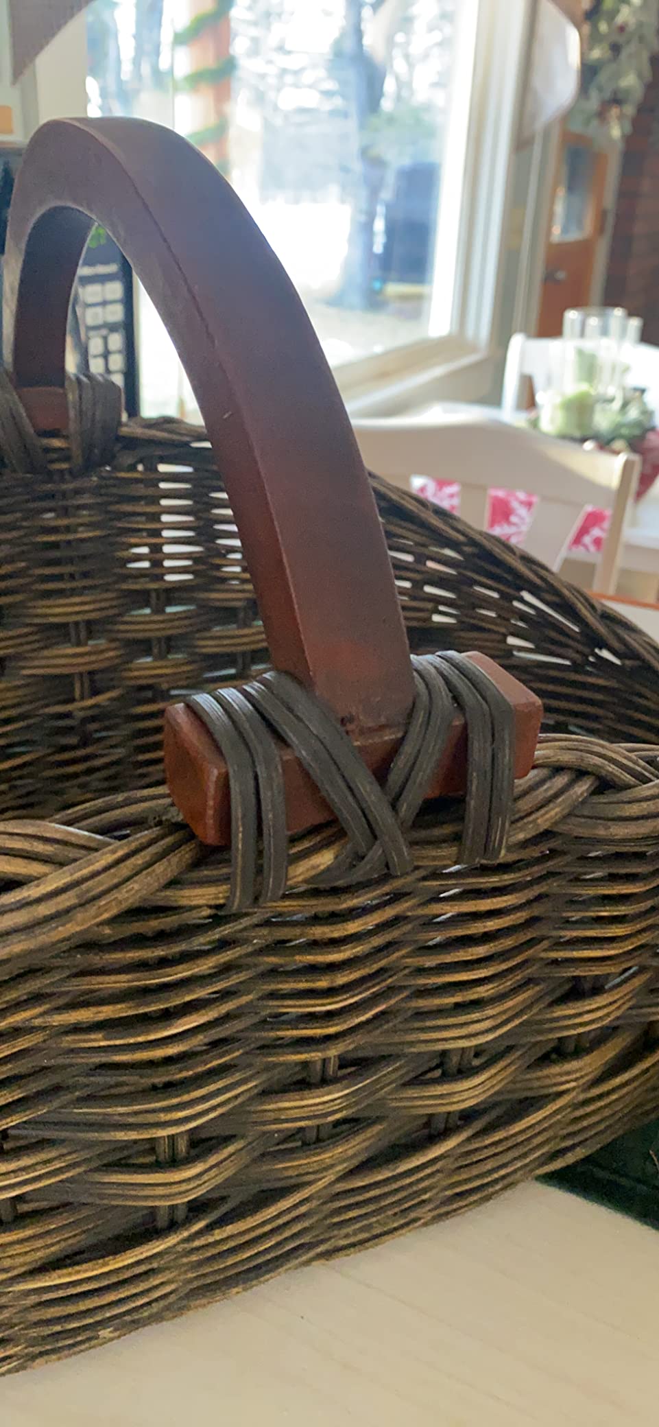 The Basket Lady Wicker Gathering Basket, S, Walnut Brown - Handcrafted by artisans from natural rattan customer photo 2