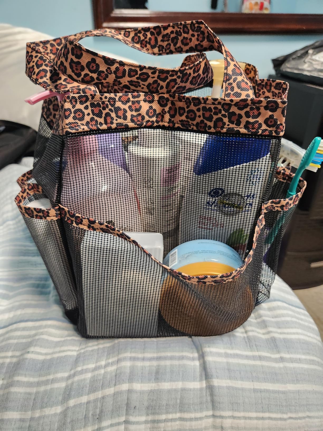 Mesh Shower Caddy Portable - 9 Pockets for College Dorm Room Essential | Large Capacity Mesh Shower Caddy with 9 Pockets, Portable Hanging Toiletry Bag for College Dorm, Gym, Camping and Beach customer photo 2