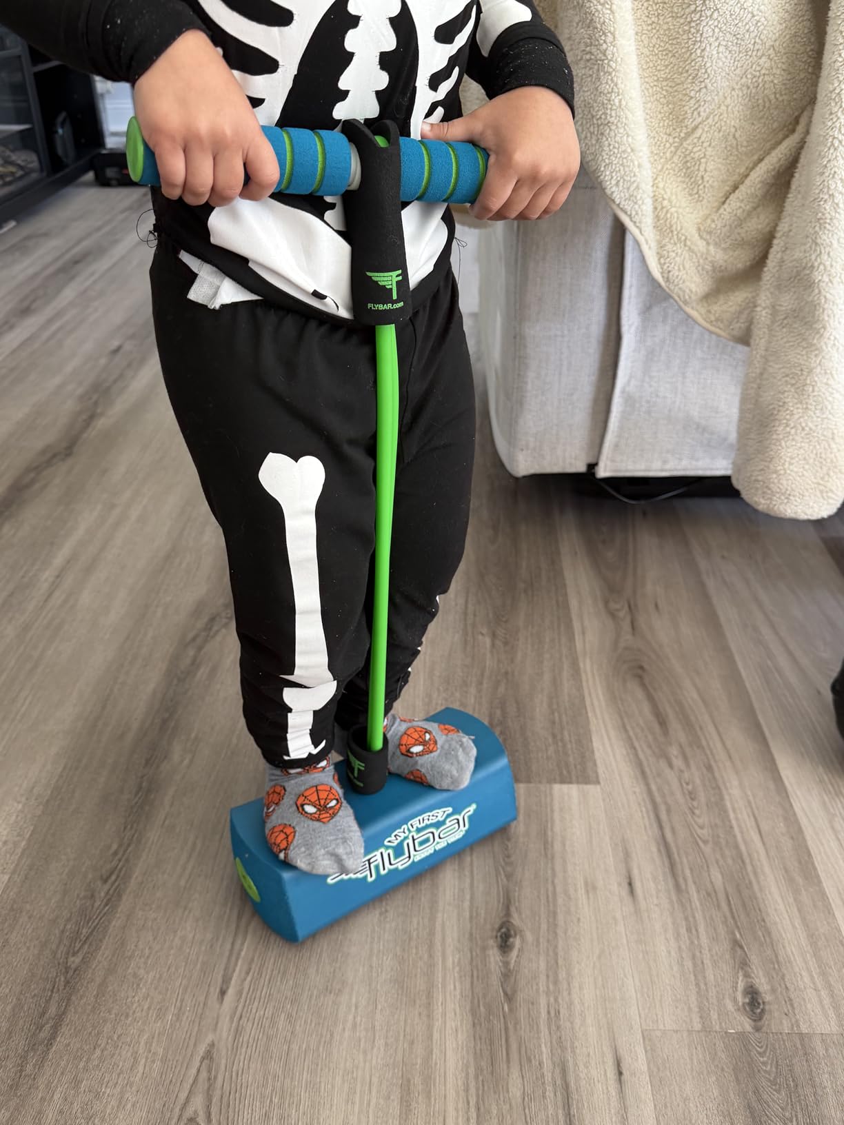 Flybar My First Foam Pogo Jumper for Kids Fun and Safe Pogo Stick, Durable Foam and Bungee Jumper for Ages 3 and up Toddler Toys, Supports up to 250lbs (Blue) customer photo 1