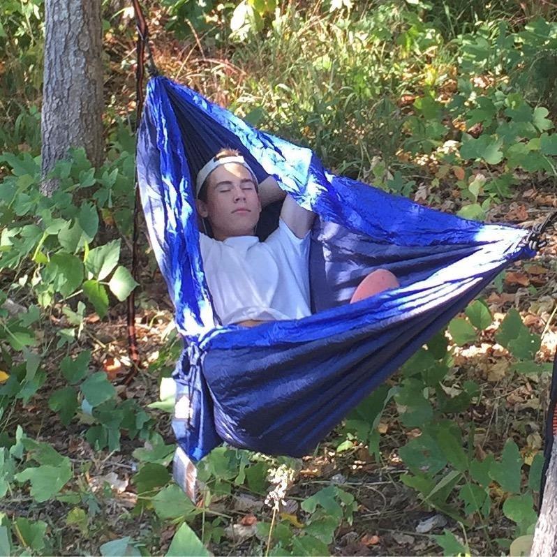 Pro Venture Double Camping Hammock - 10.5 x 6.5 FT (9ft Tree Straps, 2 Carabiners) - 2 Person, Portable, Lightweight Parachute Nylon 210T Hammocks - for Backpacking, Travel, Hiking, Patio customer photo 2