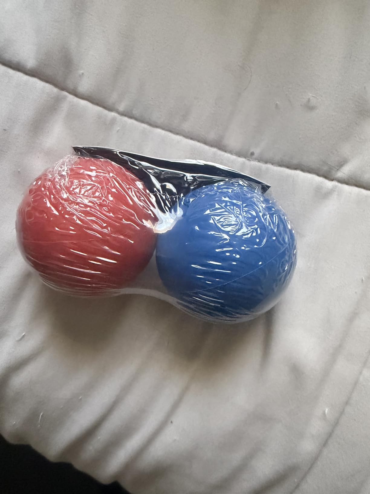 Massage Lacrosse Balls for Myofascial Release, Trigger Point Therapy, Muscle Knots, and Yoga Therapy. Set of 2 Firm Balls (Blue and Red) customer photo 1