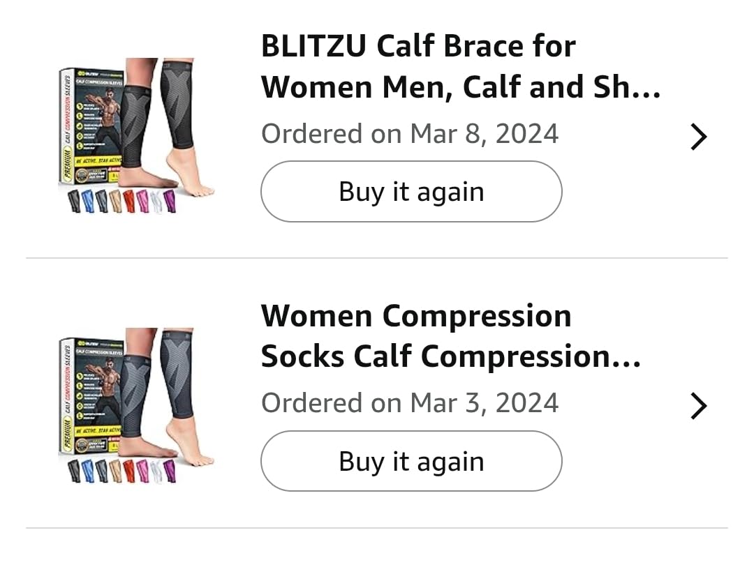 BLITZU Calf Compression Sleeve for Men & Women Footless Compression Socks Support Runners Leg Sleeve Shin Splints Pain Relief customer photo 2