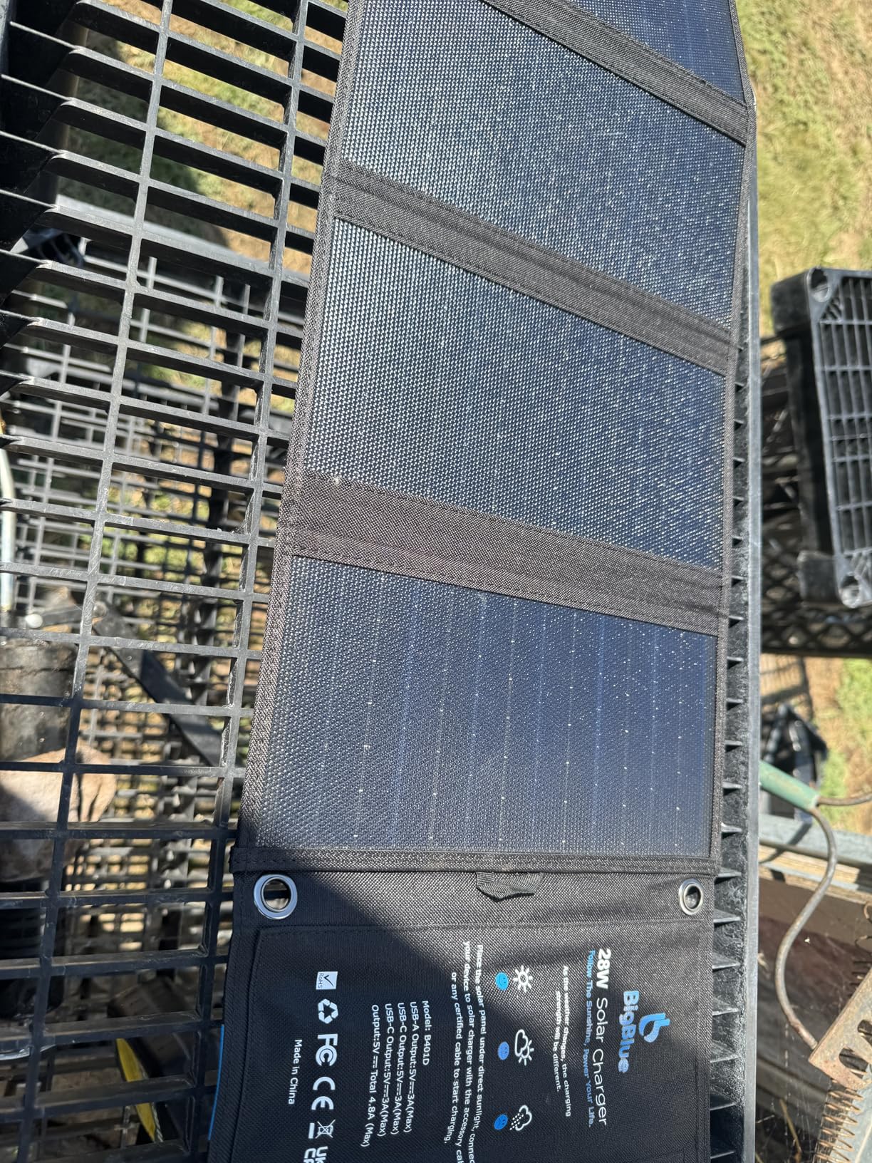 BigBlue 28W Solar Panel Charger with Dual USB-C and USB-A, Portable Solar Phone Charger for Camping, Hiking, Backpacking, Emergency Solar Charger for iPhone, iPad, Samsung Galaxy, Power Bank, GPS etc customer photo 2
