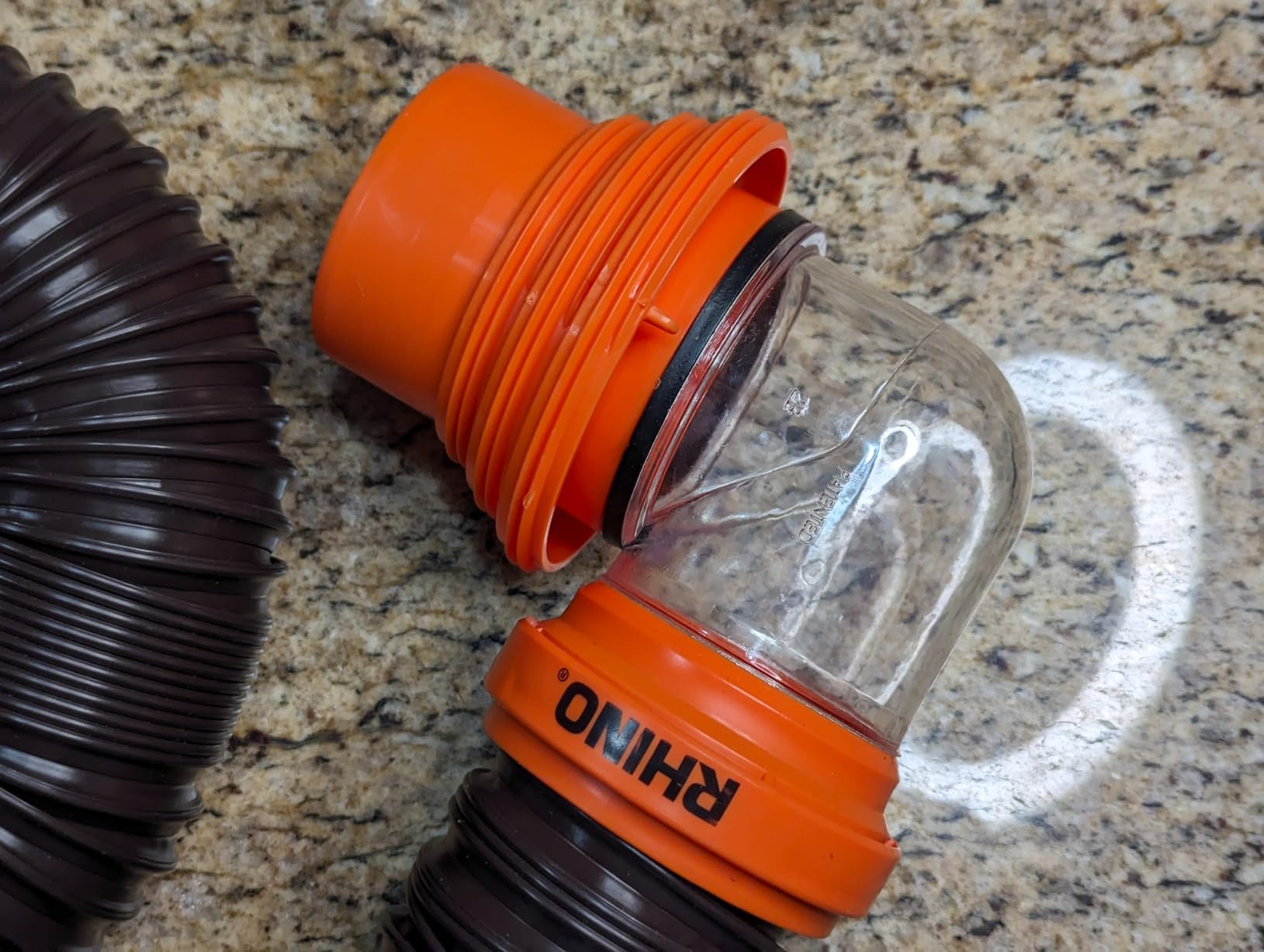 Camco RhinoFLEX 15-Ft Complete RV Sewer Hose Kit - Made in the USA | Includes Clear Elbow w/ Sewer Adapter, 15ft Sewer Hose, & 360 Swivel Fittings - Fits in Standard 4