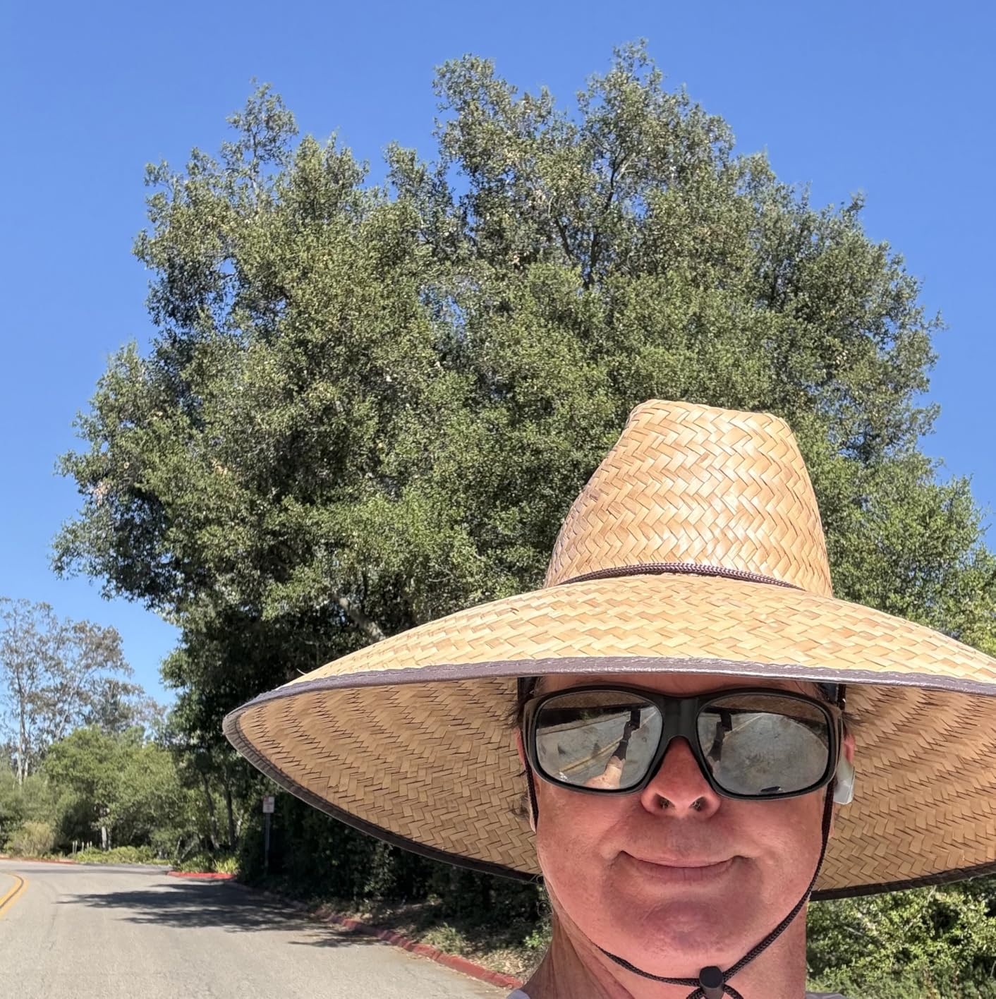 Double Weaved Hard Shell Shade Hat Large Fit Wide Brim Straw Hat Tan customer photo 2