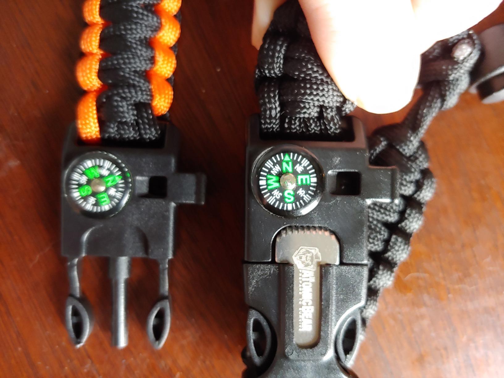 Atomic Bear Paracord Bracelet (2 Pack) - Adjustable - Fire Starter - Loud Whistle - Perfect for Hiking, Camping, Fishing and Hunting - Black & Black+Orange customer photo 2