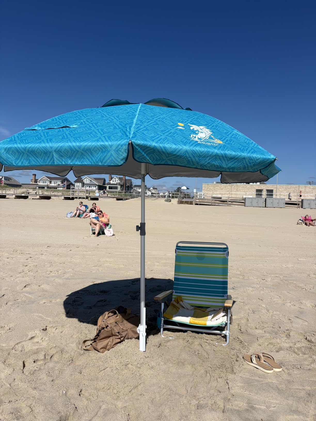 7ft Heavy Duty High Wind Beach Umbrella Parasols with Sand Anchor Vent Tilt UPF 50+ Sun Protection Portable Outdoor Sunshade Umbrellas Carry Bag for Patio Garden Pool Backyard Blue customer photo 1