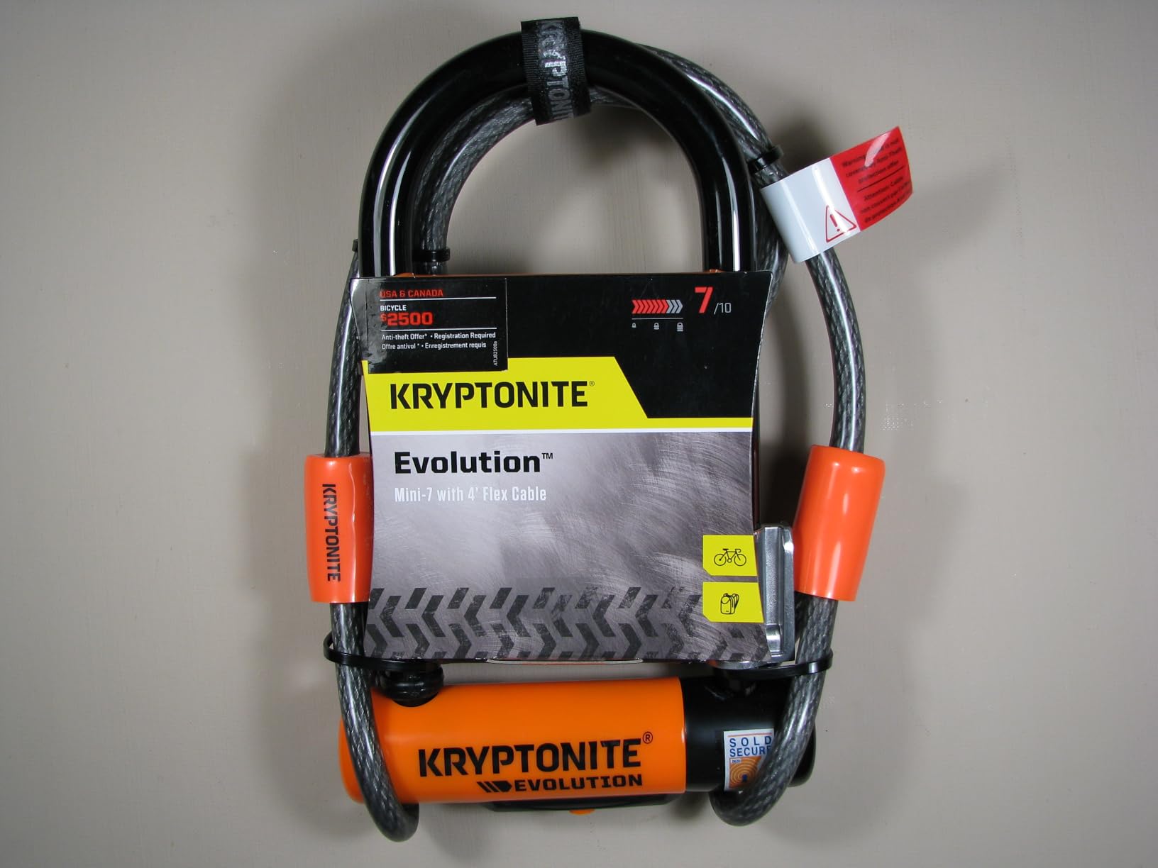 Kryptonite Evolution Mini-7 Bike U-Lock, 13mm Steel Shackle, 4 ft Cable | bike-locks customer photo 2
