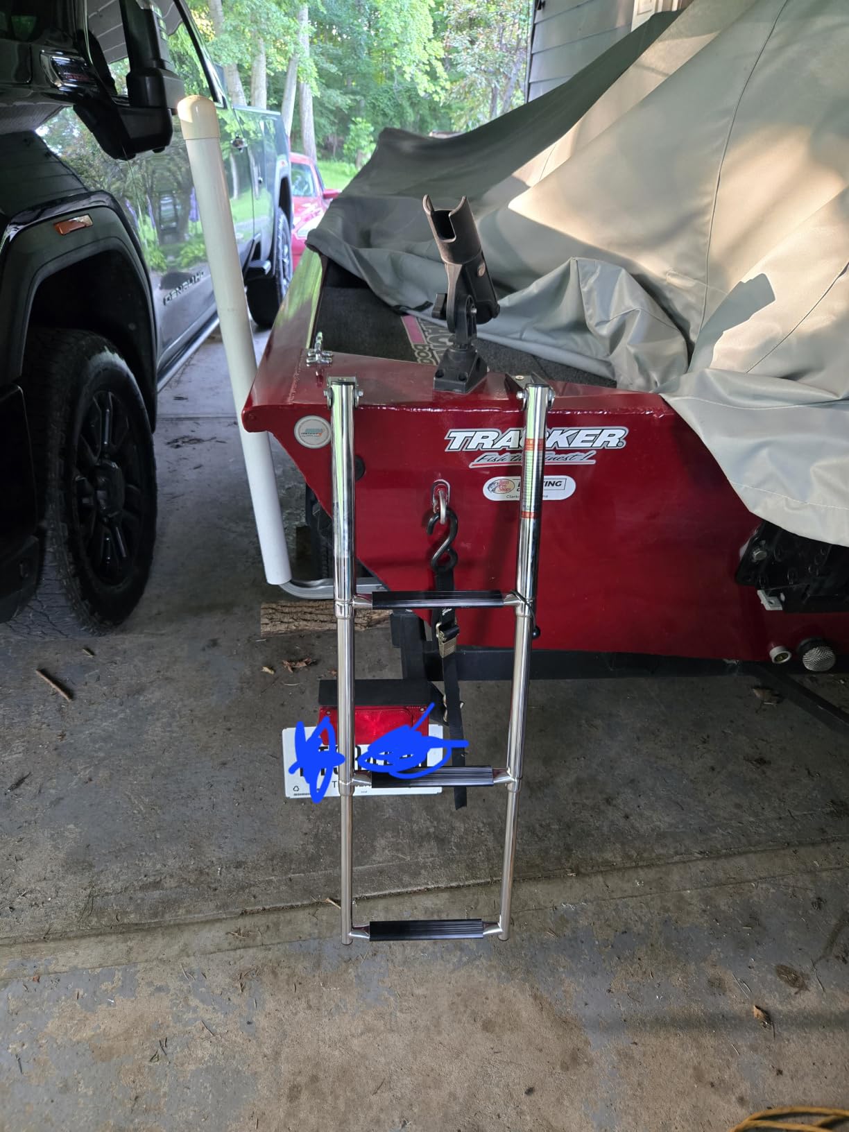 2 Step Boat Ladder Stainless Steel Telescoping 2 Step Pontoon Boat Ladder Folding Ladder Dock Swim Ladder for Marine Boat Yacht customer photo 1