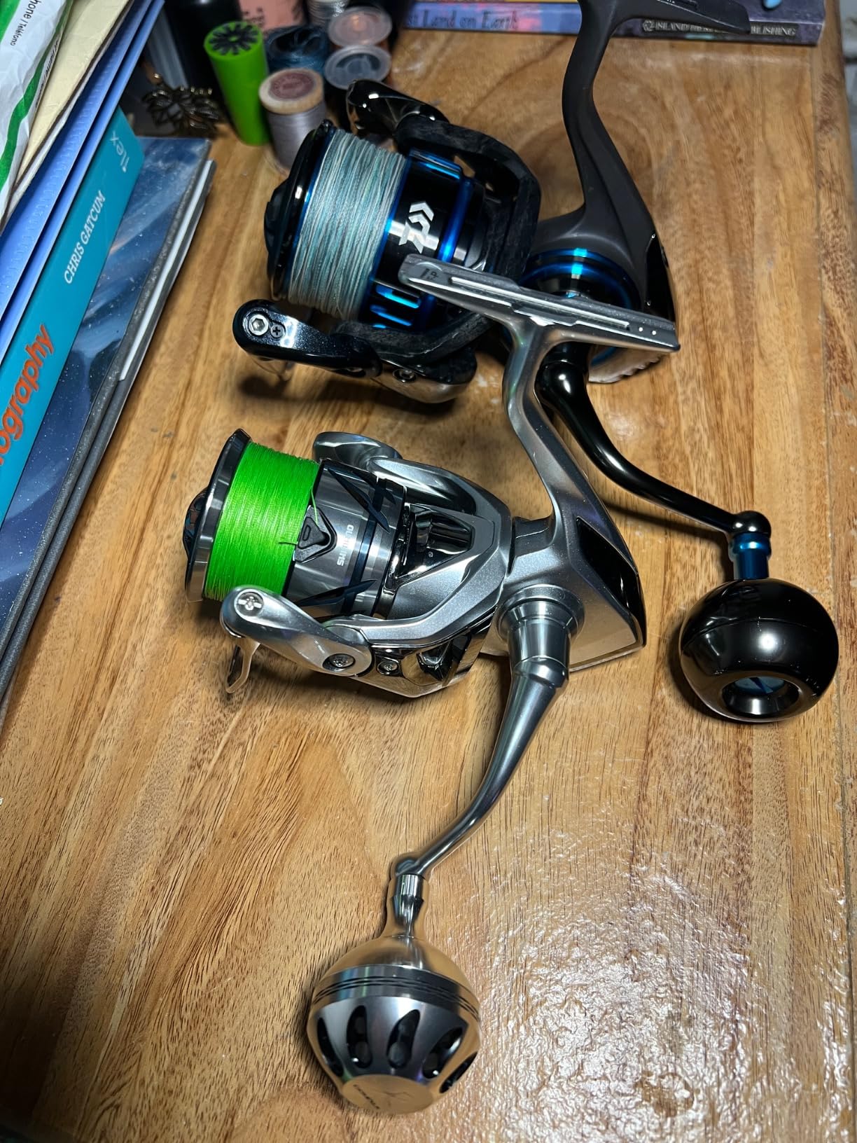 GOMEXUS Power Knob Compatible with Shimano 19 Stradic FL 15 Stradic FK 1000-4000 Stella FJ Daiwa Exist LT Certate LT Luvias LT Direct Fitment Reel Handle Replacement 38mm Metal Round customer photo 2