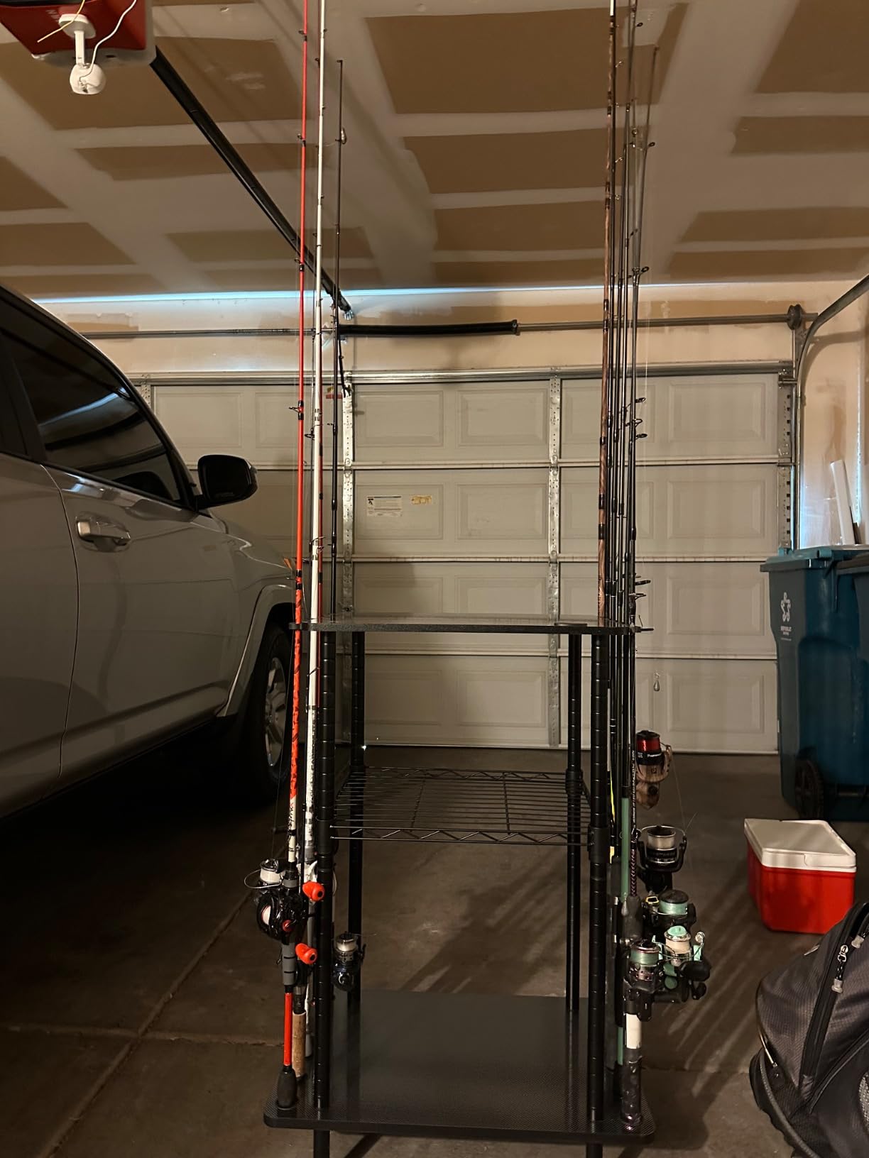 Rush Creek Creations 12 Fishing Rod Tackle Cart - 5 Minute Assembly, Black | 3-Tier Fishing Pole Rack Organizer, Rolling Fishing Storage Organizer, 12-Rod Capacity, For Garage, Tackle Box customer photo 1