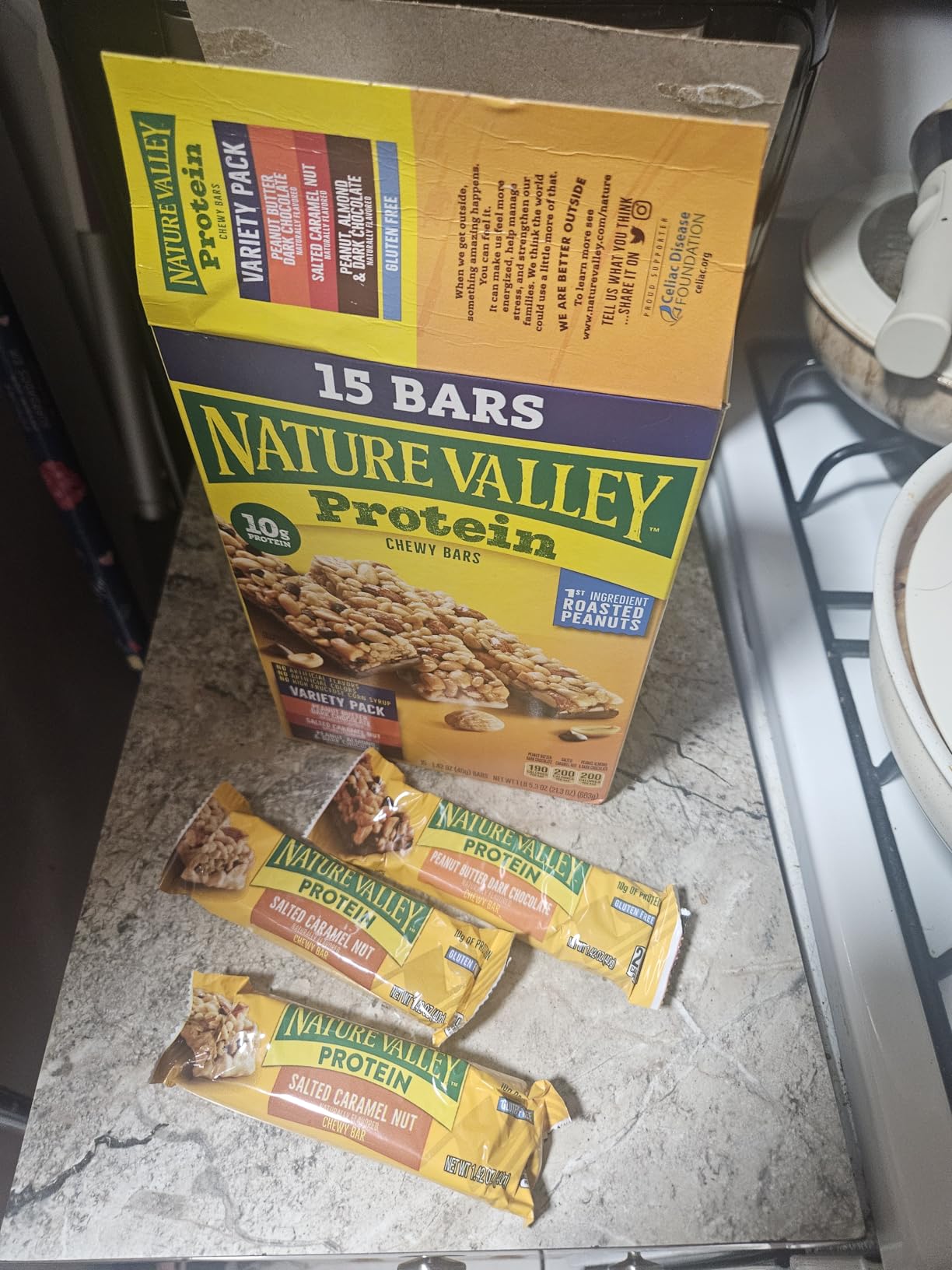 Nature Valley Variety Pack Protein Chewy Granola Bar, Gluten Free, 15 ct | Peanut Butter Dark Chocolate, Salted Caramel Nut & Peanut Almond Dark Chocolate, 10g Protein Each customer photo 1