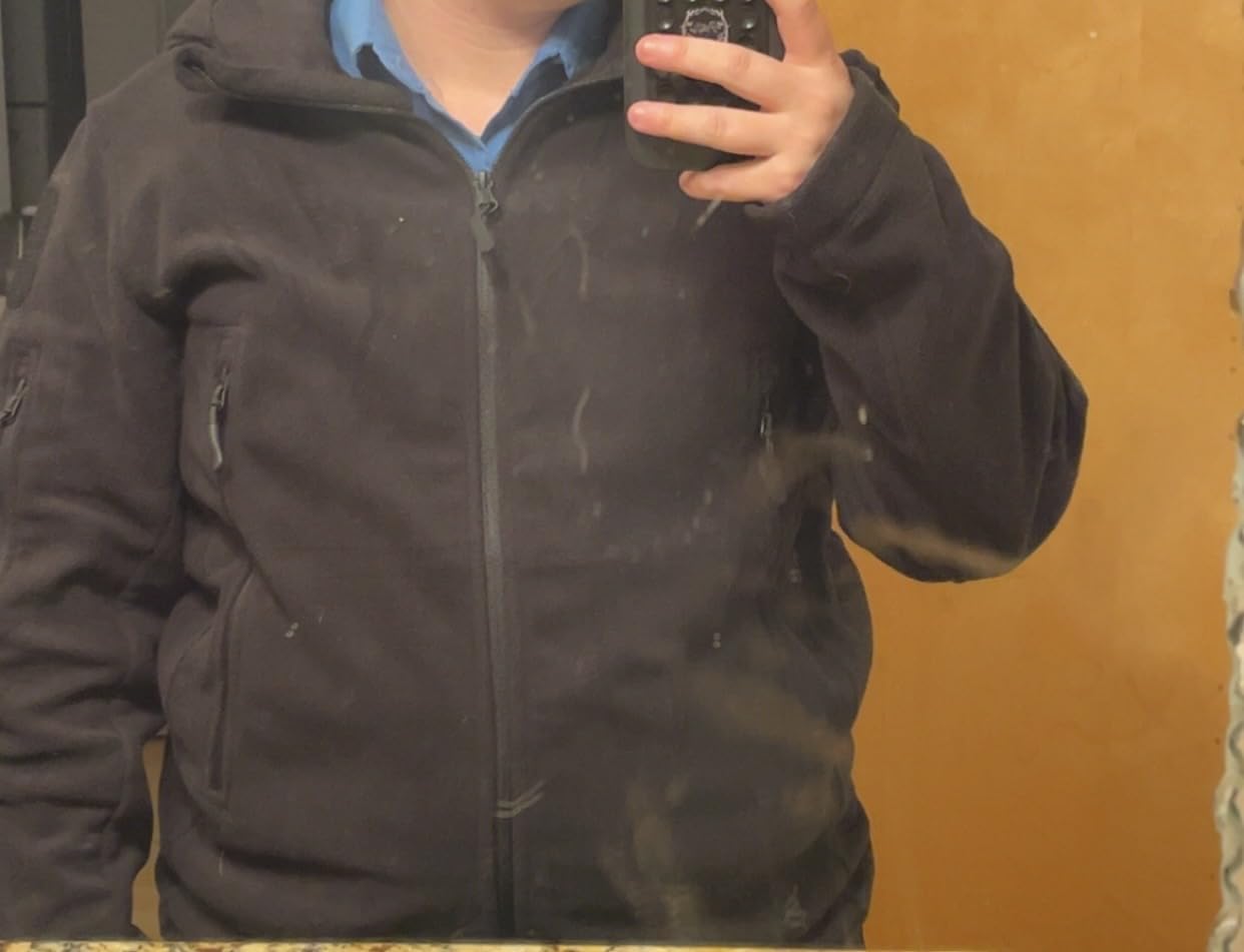 CRYSULLY Men's Military Tactical Sport Fleece Hooded Jacket customer photo 1