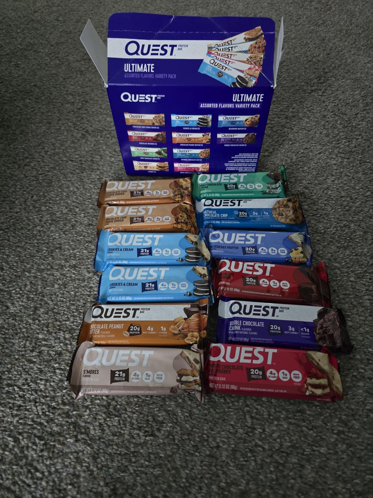 Quest Nutrition Ultimate Variety Pack Protein Bars, High Protein, 12 Count | 20-21g Protein, 3-5g Net Carbs, Gluten Free, High Quality Protein, Individually Wrapped 2.12oz Bars customer photo 1