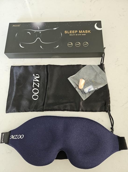MZOO Luxury Sleep Mask for Women Men Patented Light Blocking Design | Zero Eye Pressure, 3D Contoured Sleeping Mask for Side Sleeper, Breathable, Adjustable, for Travel, Black customer photo 1