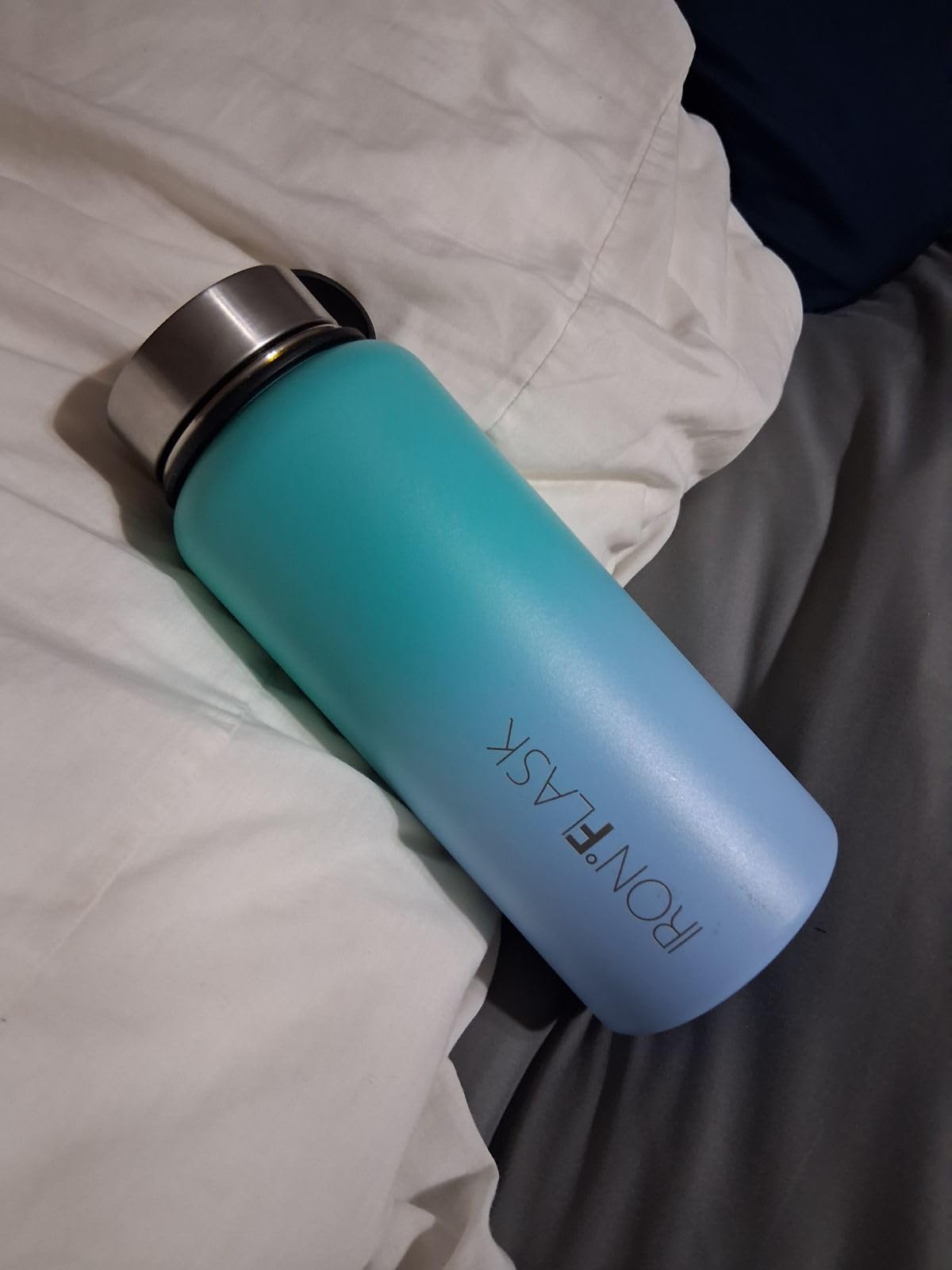 IRON °FLASK 32 oz Wide Mouth Water Bottle with 3 Lids | Insulated Stainless Steel Sports Water Bottle with 3 Leakproof Lids - BPA Free, Cold 24 Hrs, Sweat Free (Midnight Black) customer photo 1