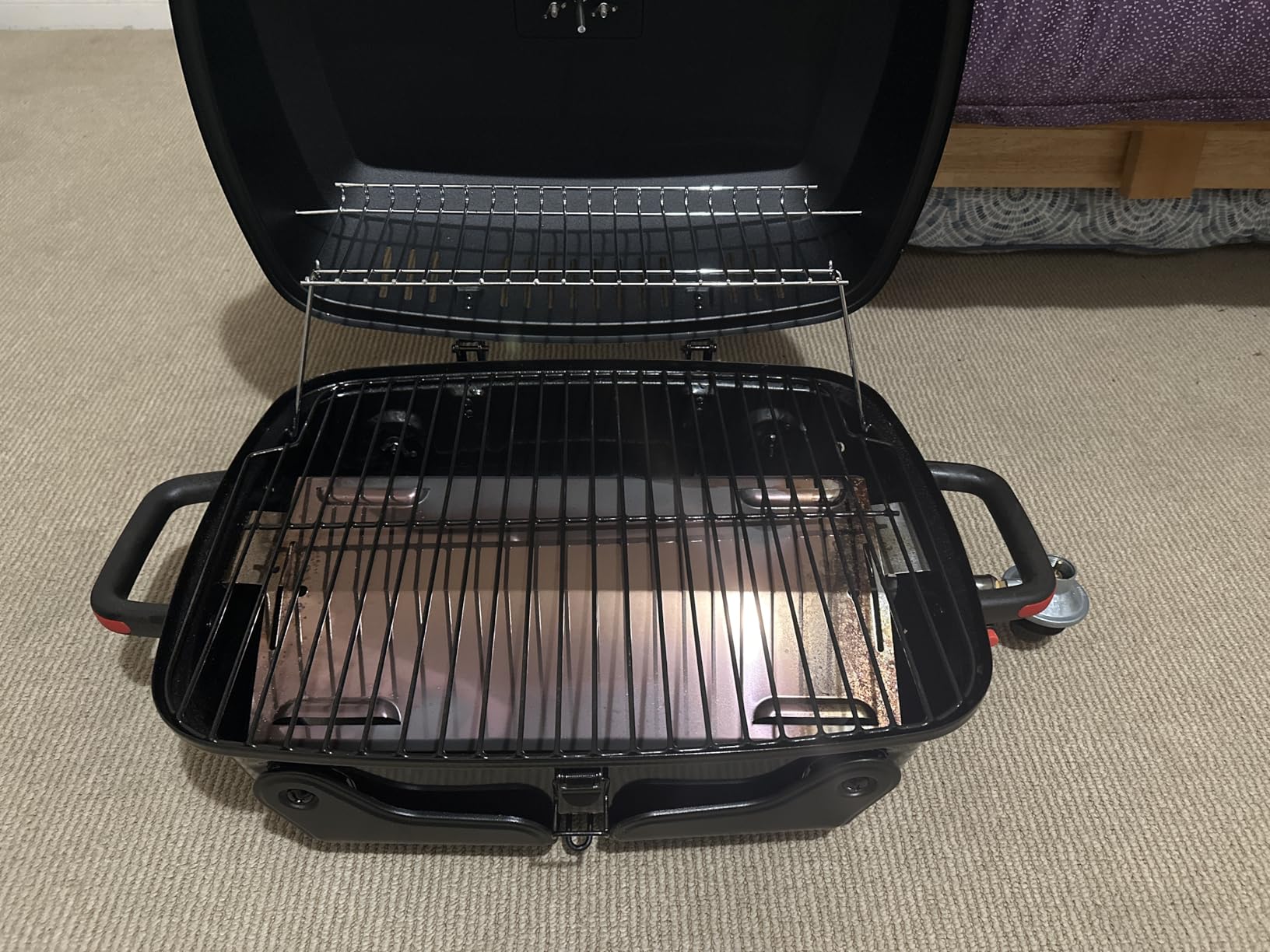 Megamaster Tabletop 1 Burner Gas Grill, Foldable Legs with Warming Rack | Offers 11000 BTU, Built-In Thermometer, Push Ignition, 360 Sq In Cooking Space, Uses 1 Lb Propane, For Camping & Tailgating customer photo 2