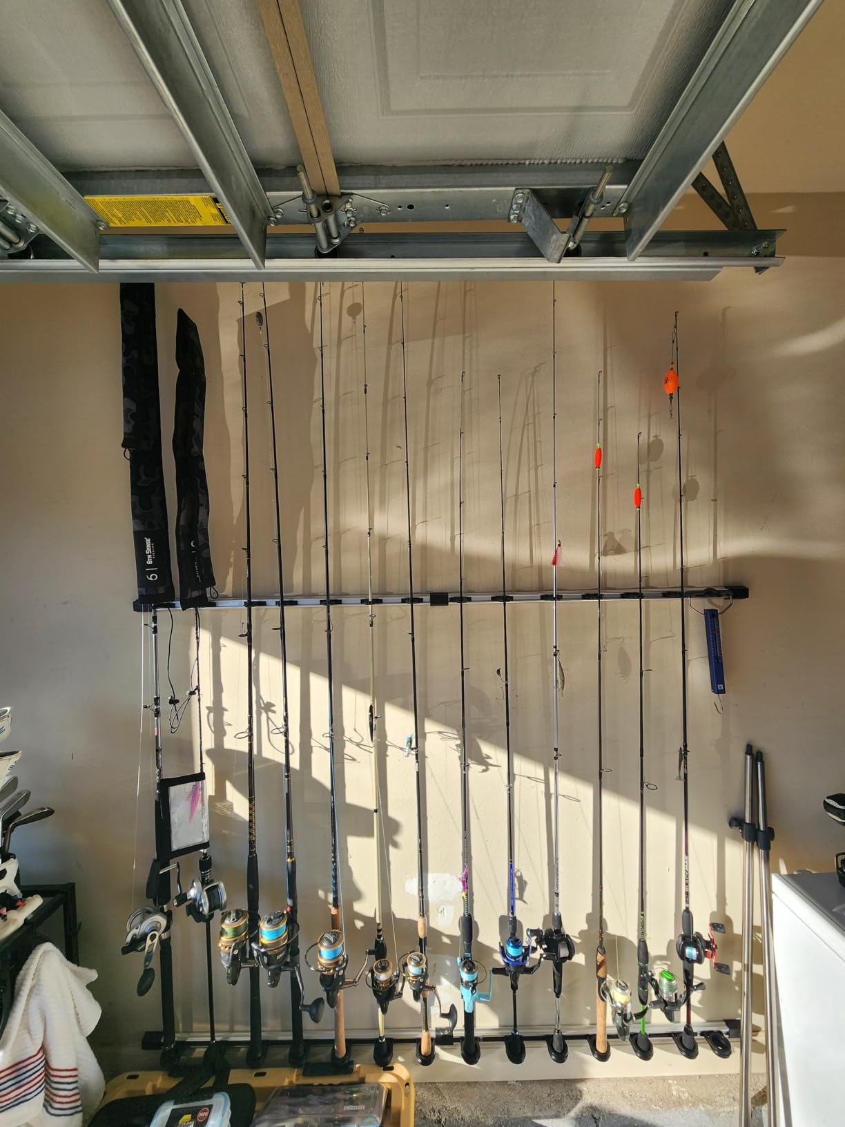Rush Creek Creations Fishing Rod Holder, Garage Organization and Wall Storage, for Reels, Gear and Accessories (Vertical/Horizontal Rack) customer photo 1