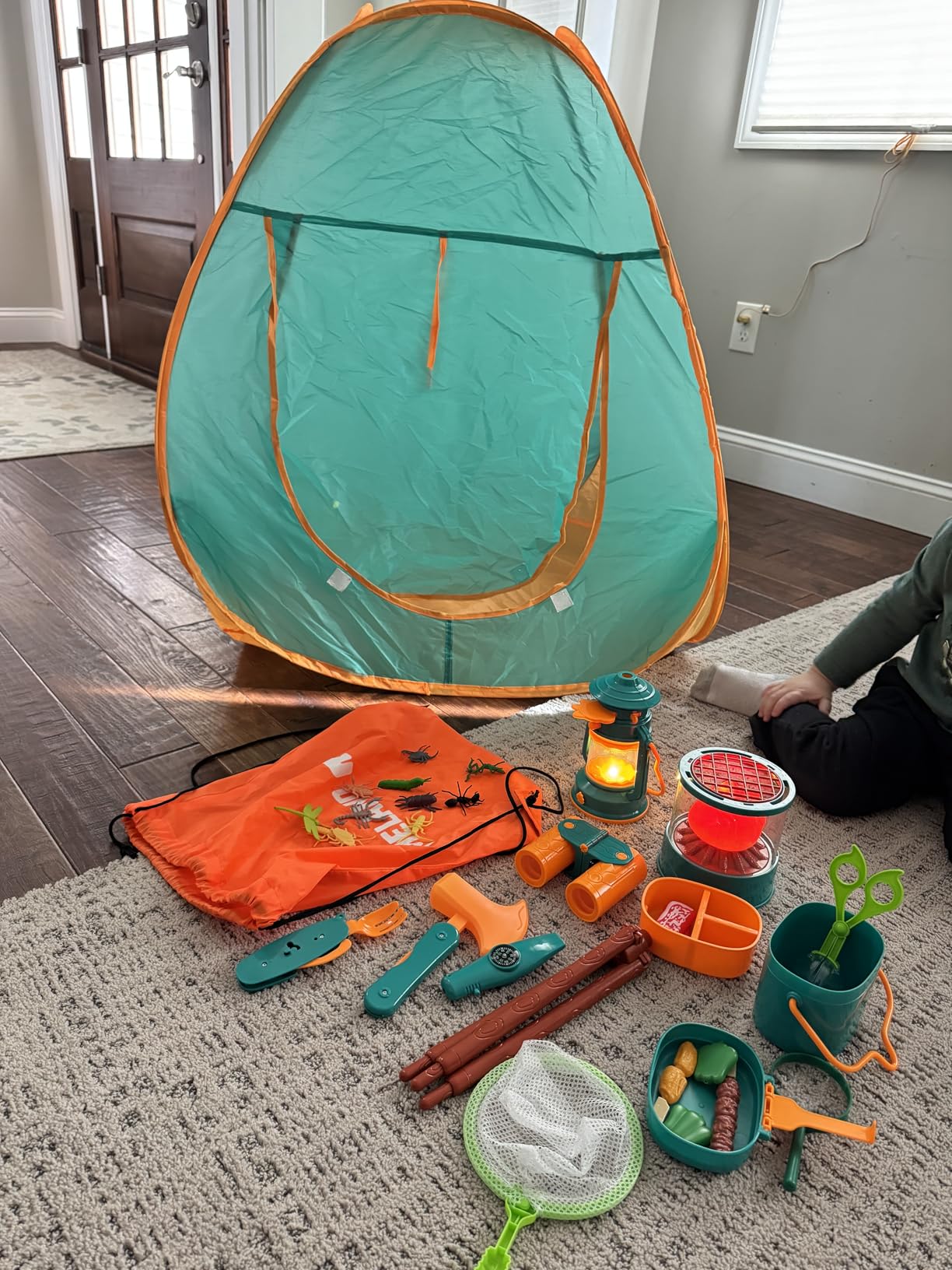 Meland Kids Camping Set with Tent - Toddler Toys for Boys with Campfire, Camping Toys for Kids Indoor Outdoor Pretend Play, Gift Idea for Boys Age 3,4,5,6 Year Old Birthday Christmas (Green) customer photo 2
