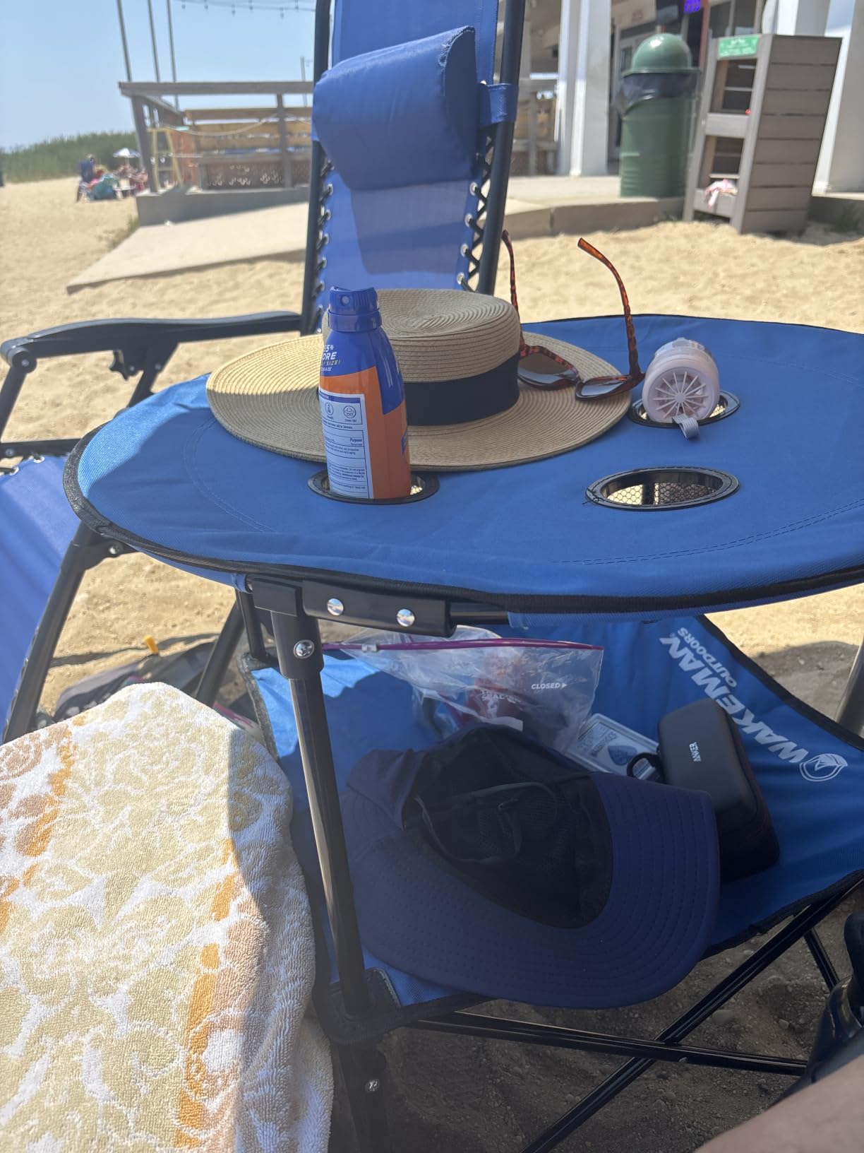 Wakeman Camp Table - Round 2-Tier Folding Table with 4 Cupholders and Carrying Bag - for Camping, Beach, Picnic, Sporting Events, and More Outdoors, Blue customer photo 1