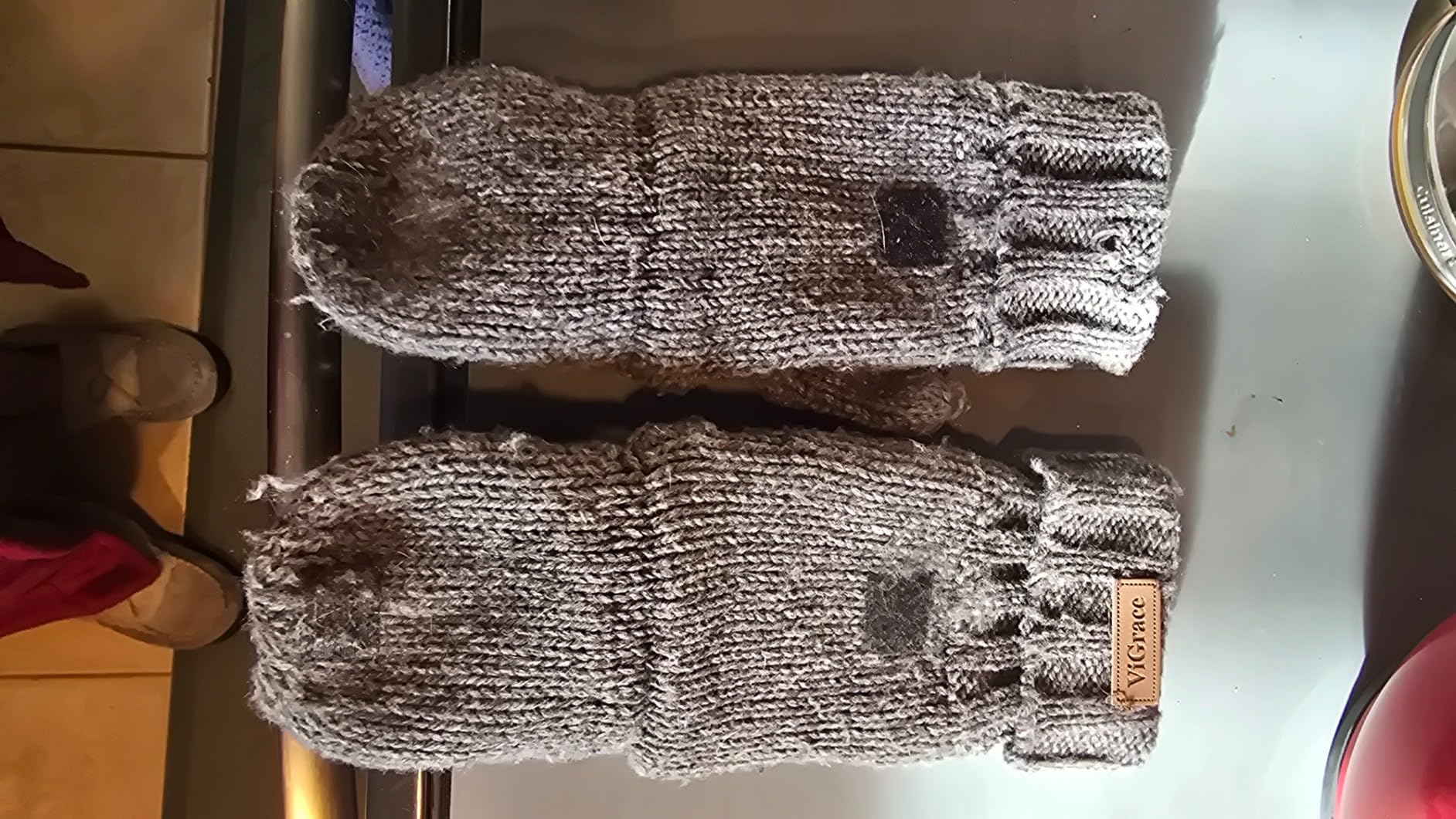 ViGrace Winter Knitted Convertible Fingerless Gloves Unisex Warm Wool Mitten Glove for Women and Men customer photo 2