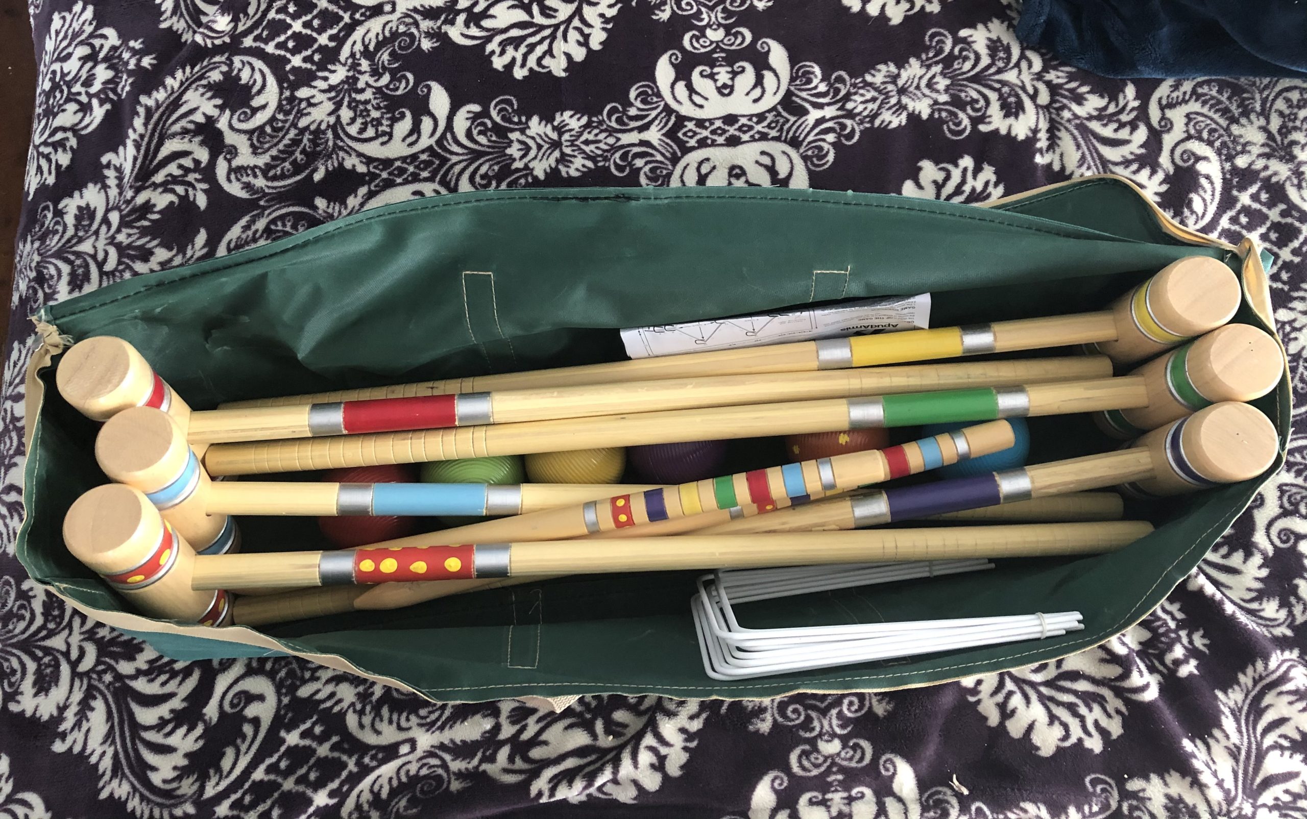 ApudArmis Six Player Croquet Set with Premiun Rubber Wooden Mallets 28In,Colored Ball,Wickets,Stakes - Lawn Backyard Outdoor Game Set for Adults/Teenagers/Family (Large Carry Bag Including) customer photo 2