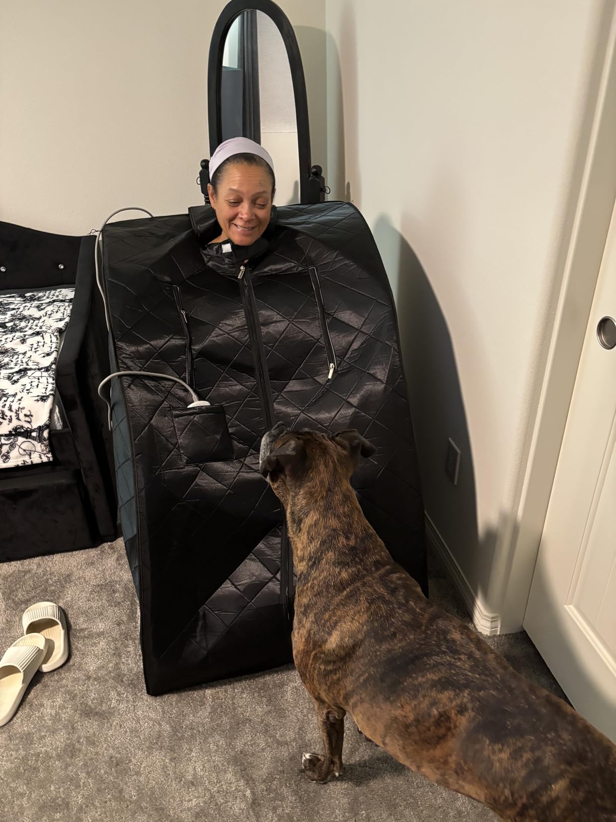 Portable Infrared Sauna, 1 Person at Home Full Body Sauna, Individual Home Spa Tent with Heating Foot Pad, Upgraded Sauna Chair customer photo 2