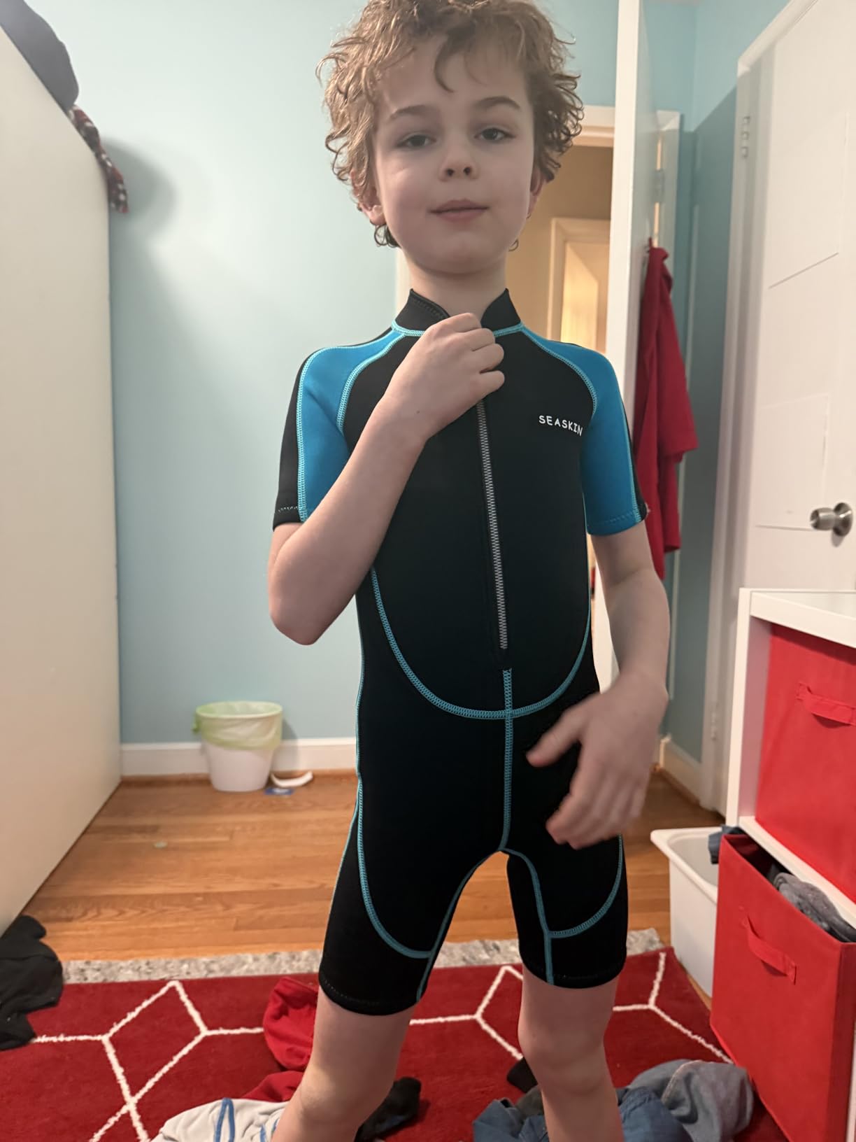 Seaskin Kids Wetsuit for Boys Girls Toddlers 2mm Neoprene Thermal Swimsuits | 2mm Front Zipper Shorty Wetsuits, 3mm Back Zip Full Body Diving Suits for Diving Surfing Swim Lessons customer photo 1