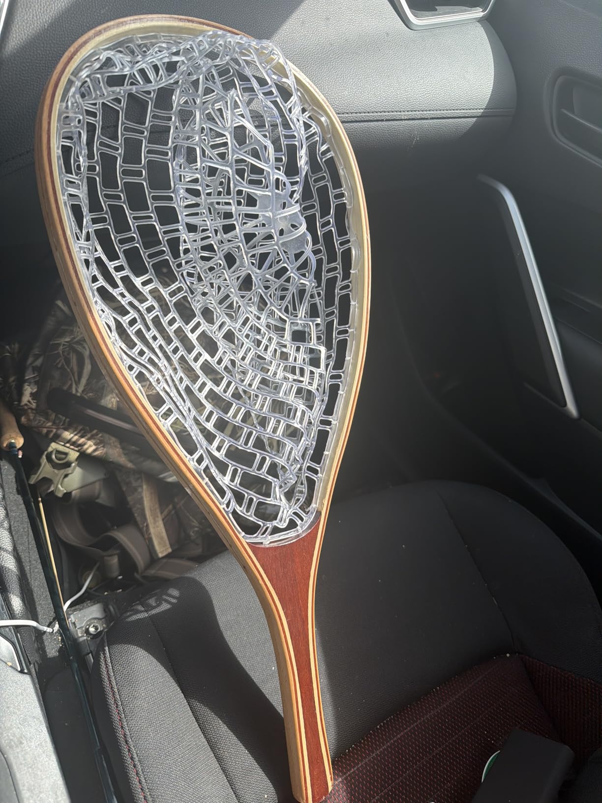 PLUSINNO Fly Fishing Net, Wooden Frame Fishing Landing Net with Magnetic Release, Soft Rubber Mesh Net for Trout Bass Catch and Release, Magnetic Fly Fishing Gear customer photo 1